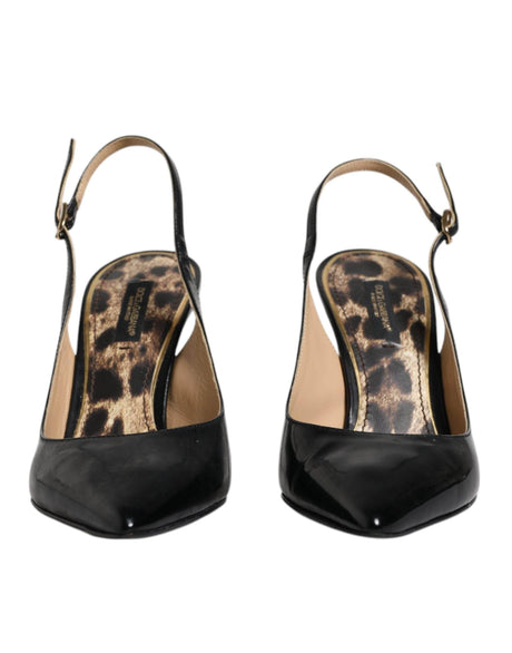 Dolce & Gabbana Black Leather High Heels Slingbacks Shoes - Hilstor