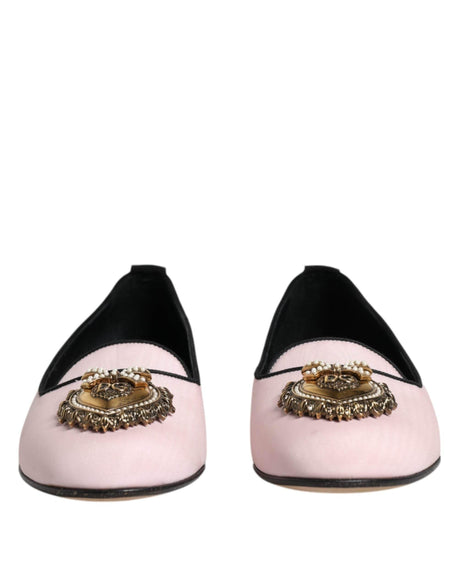 Dolce & Gabbana Light Pink Velvet Slip On Loafers Flats Shoes - Hilstor