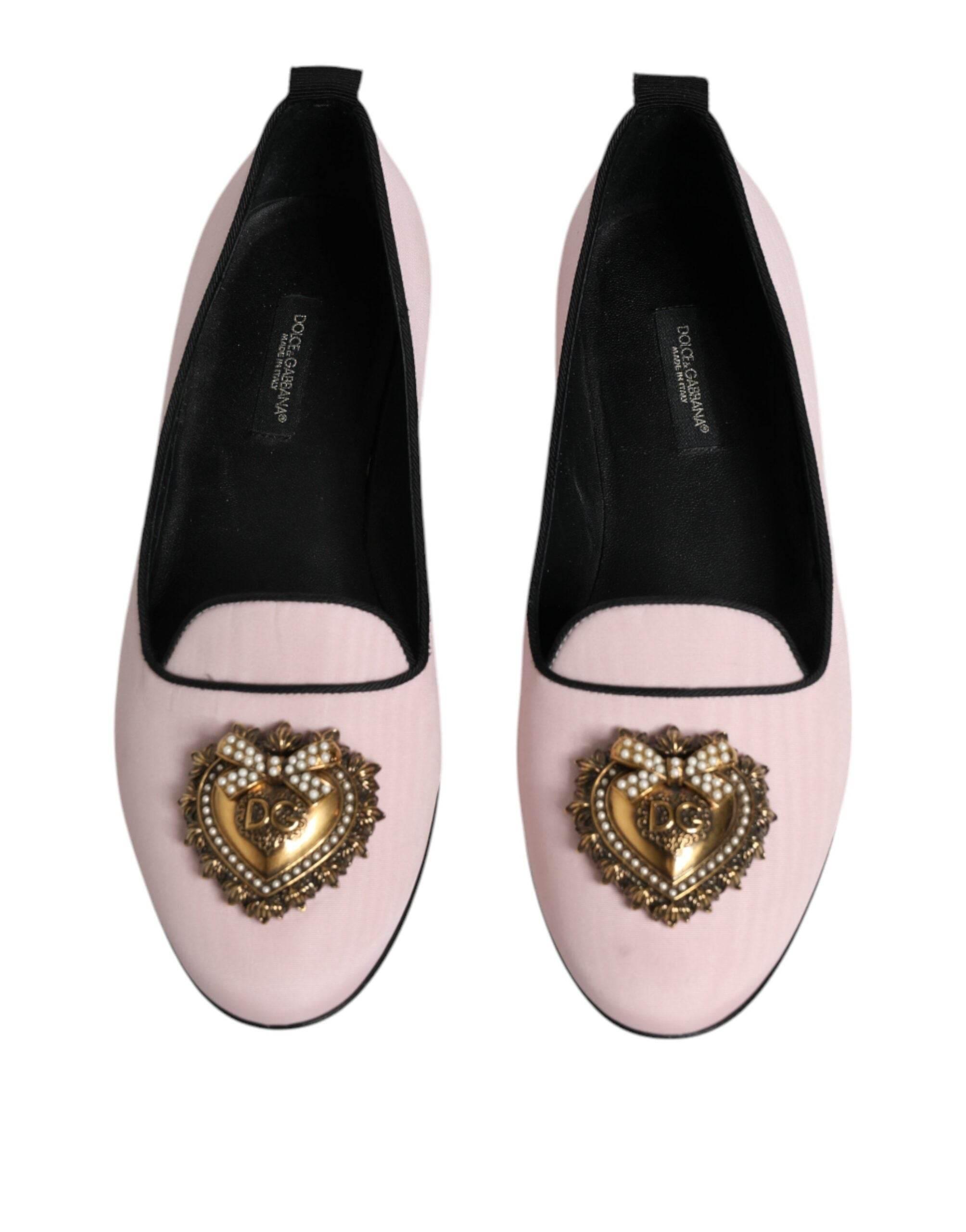 Dolce & Gabbana Light Pink Velvet Slip On Loafers Flats Shoes - Hilstor