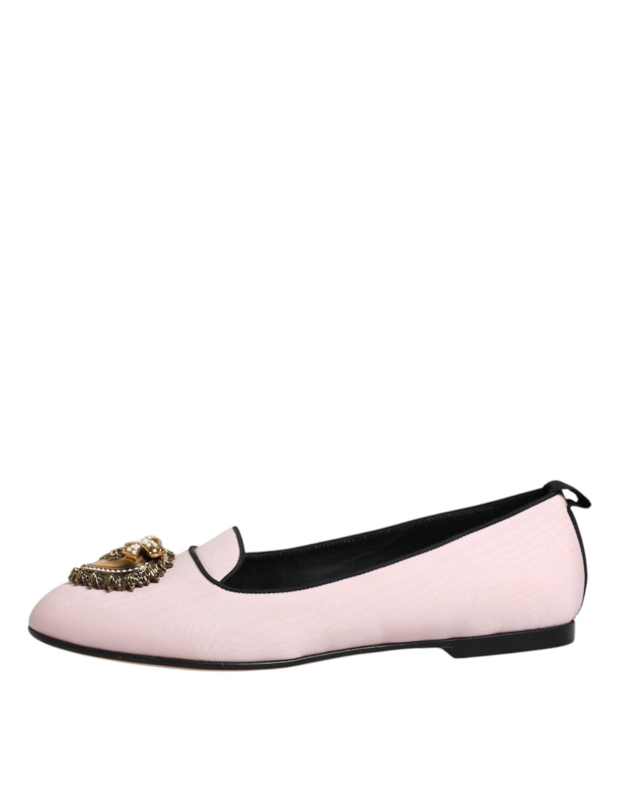 Dolce & Gabbana Light Pink Velvet Slip On Loafers Flats Shoes - Hilstor
