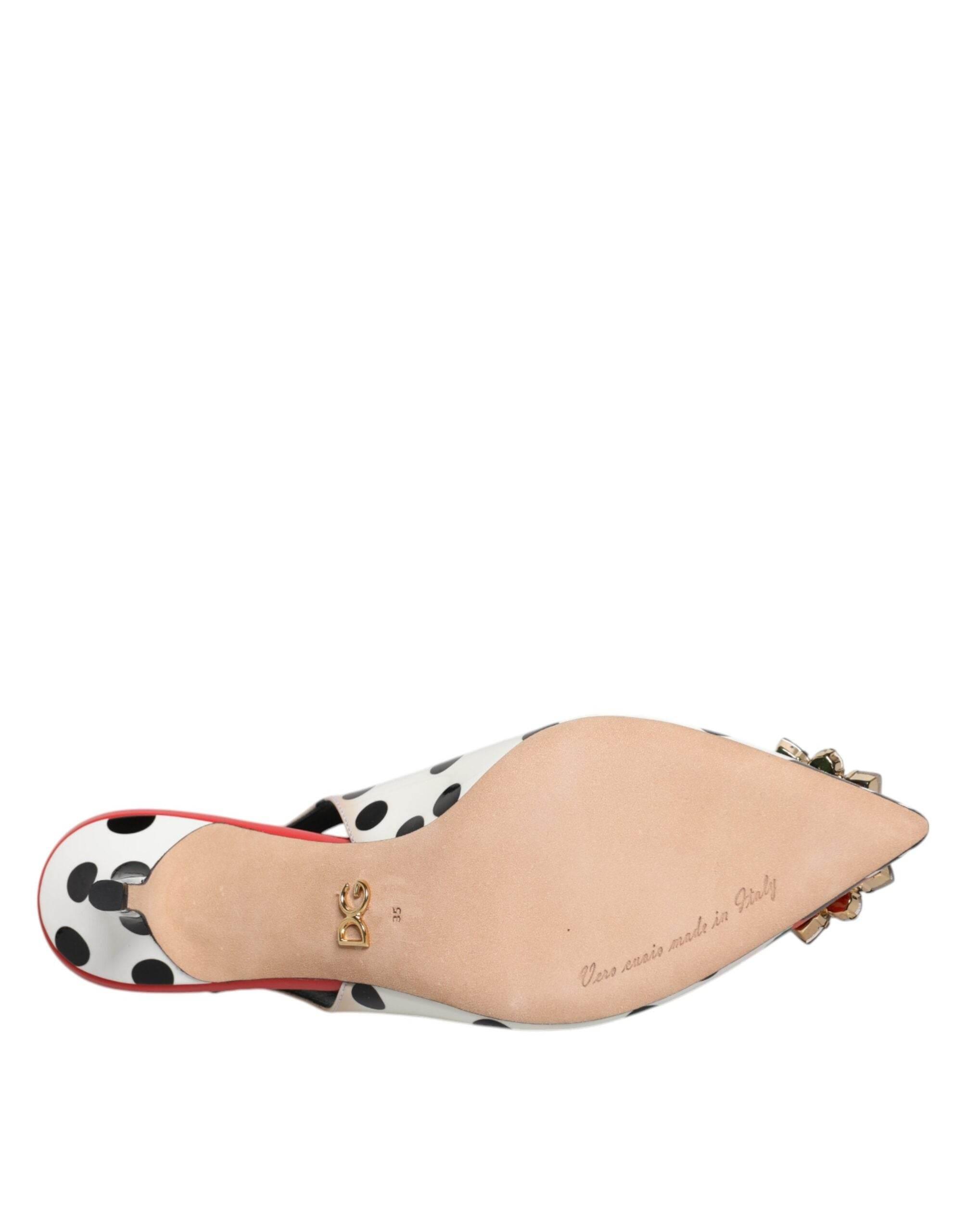 Dolce & Gabbana Multicolor Leather Crystal Heels Slingback Shoes - Hilstor