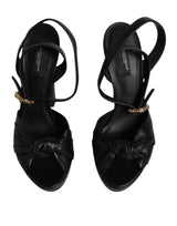 Dolce & Gabbana Black Leather Platform Heels Sandals Shoes - Hilstor