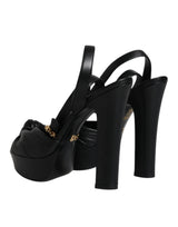 Dolce & Gabbana Black Leather Platform Heels Sandals Shoes - Hilstor
