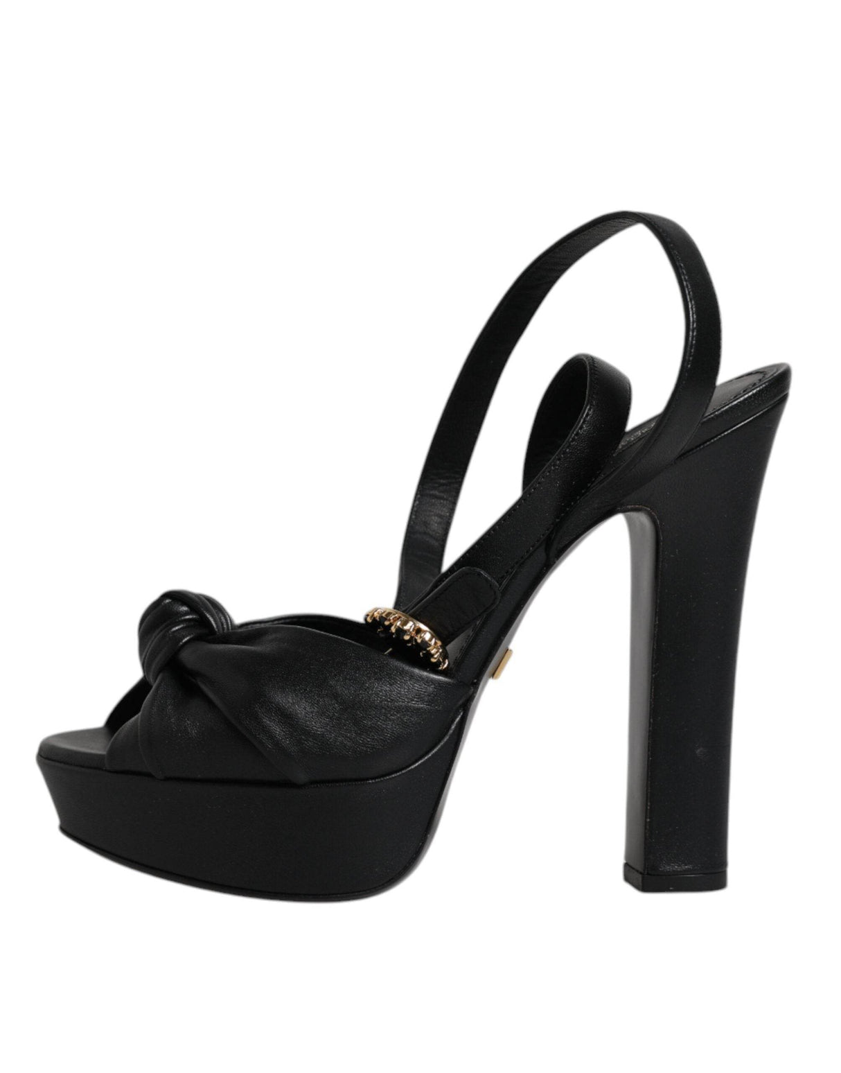 Dolce & Gabbana Black Leather Platform Heels Sandals Shoes - Hilstor