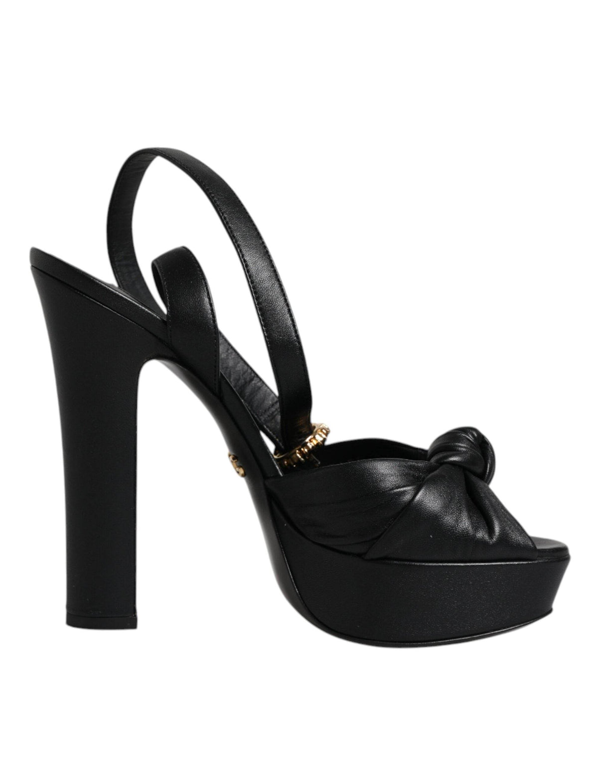 Dolce & Gabbana Black Leather Platform Heels Sandals Shoes - Hilstor