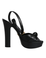 Dolce & Gabbana Black Leather Platform Heels Sandals Shoes - Hilstor