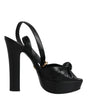 Dolce & Gabbana Black Leather Platform Heels Sandals Shoes - Hilstor