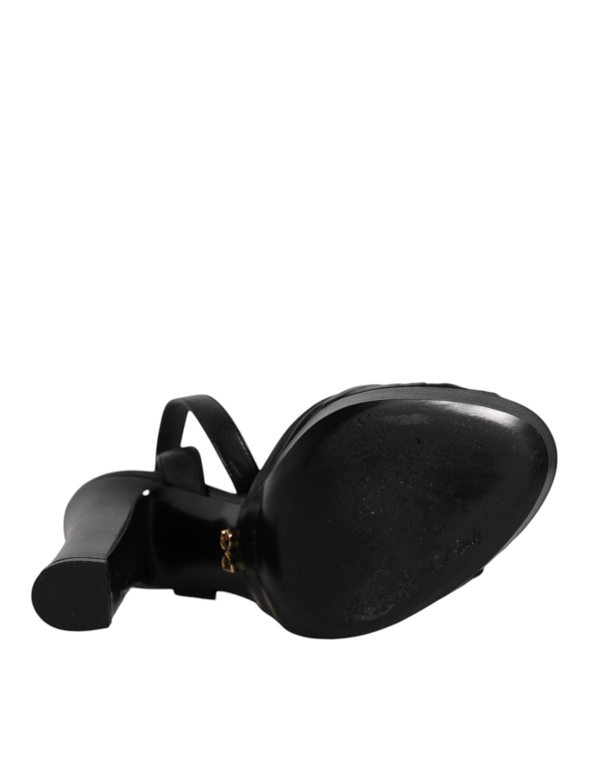 Dolce & Gabbana Black Leather Platform Heels Sandals Shoes - Hilstor