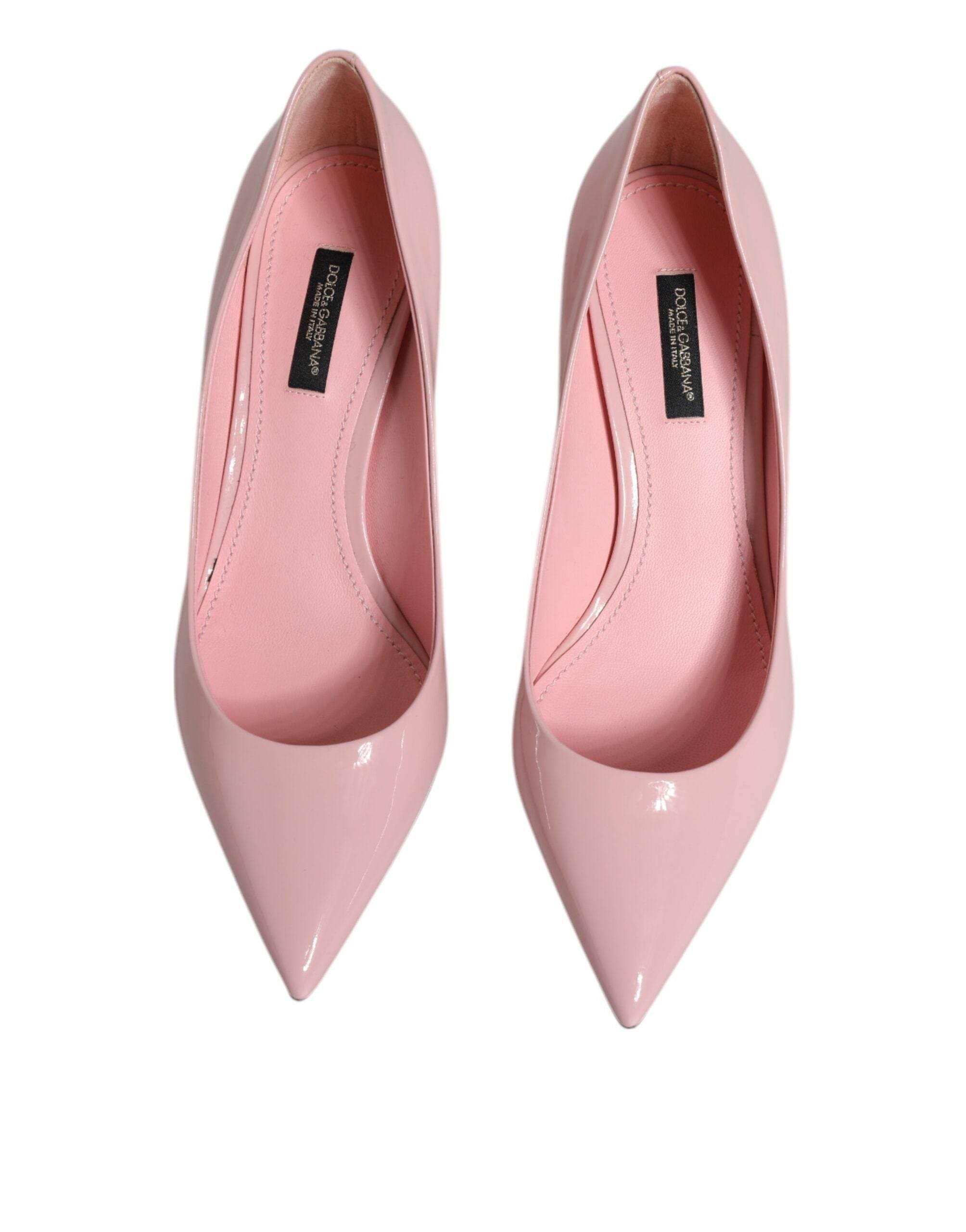 Dolce & Gabbana Light Pink Patent Leather Heels Pumps Shoes - Hilstor