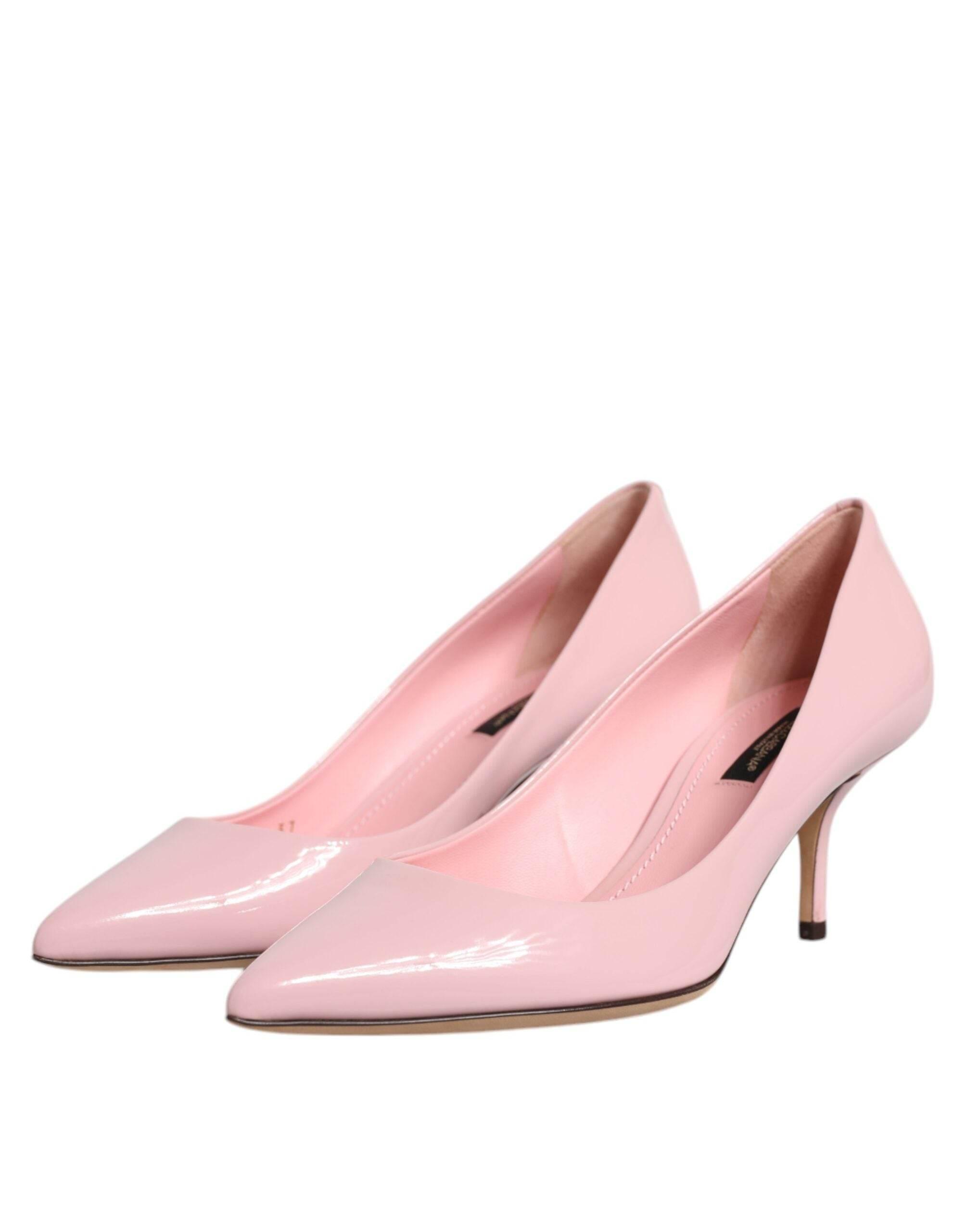 Dolce & Gabbana Light Pink Patent Leather Heels Pumps Shoes - Hilstor