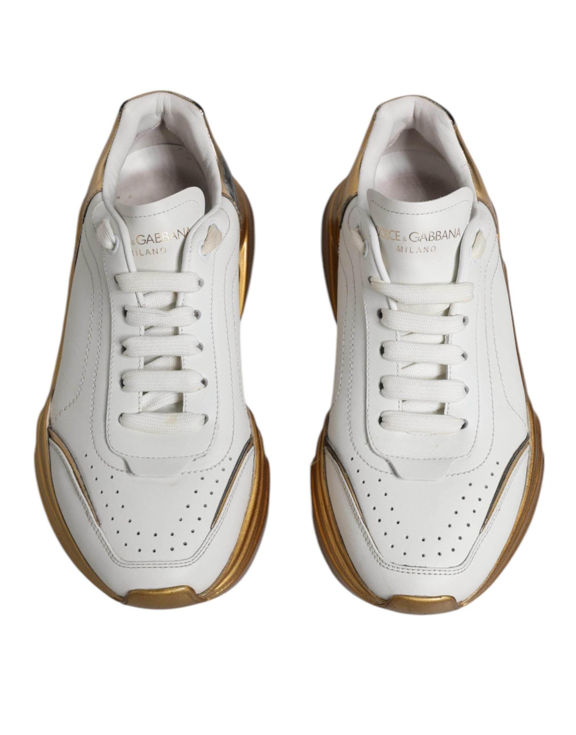 Dolce & Gabbana White Gold Daymaster Low Top Sneakers Shoes - Hilstor