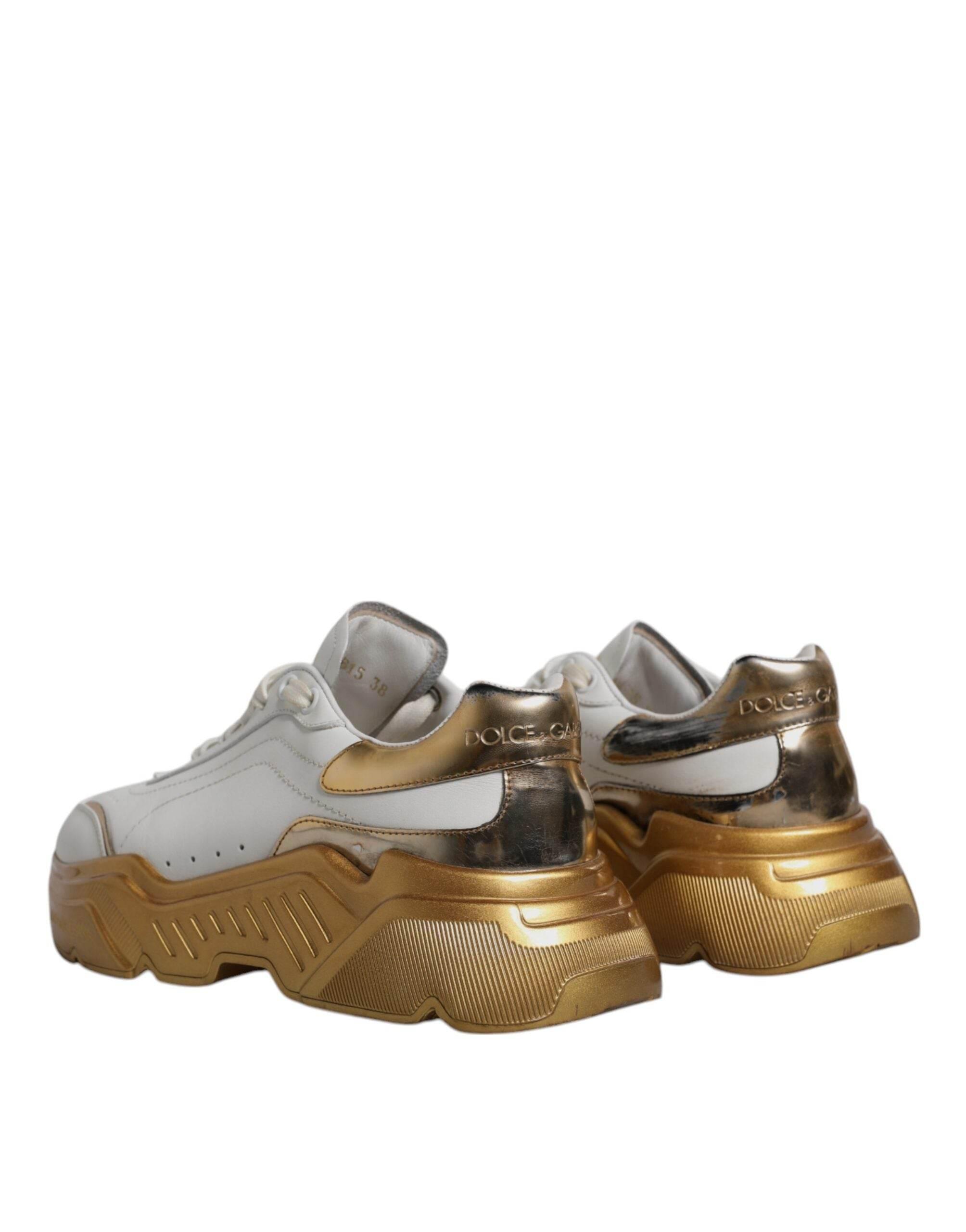 Dolce & Gabbana White Gold Daymaster Low Top Sneakers Shoes - Hilstor