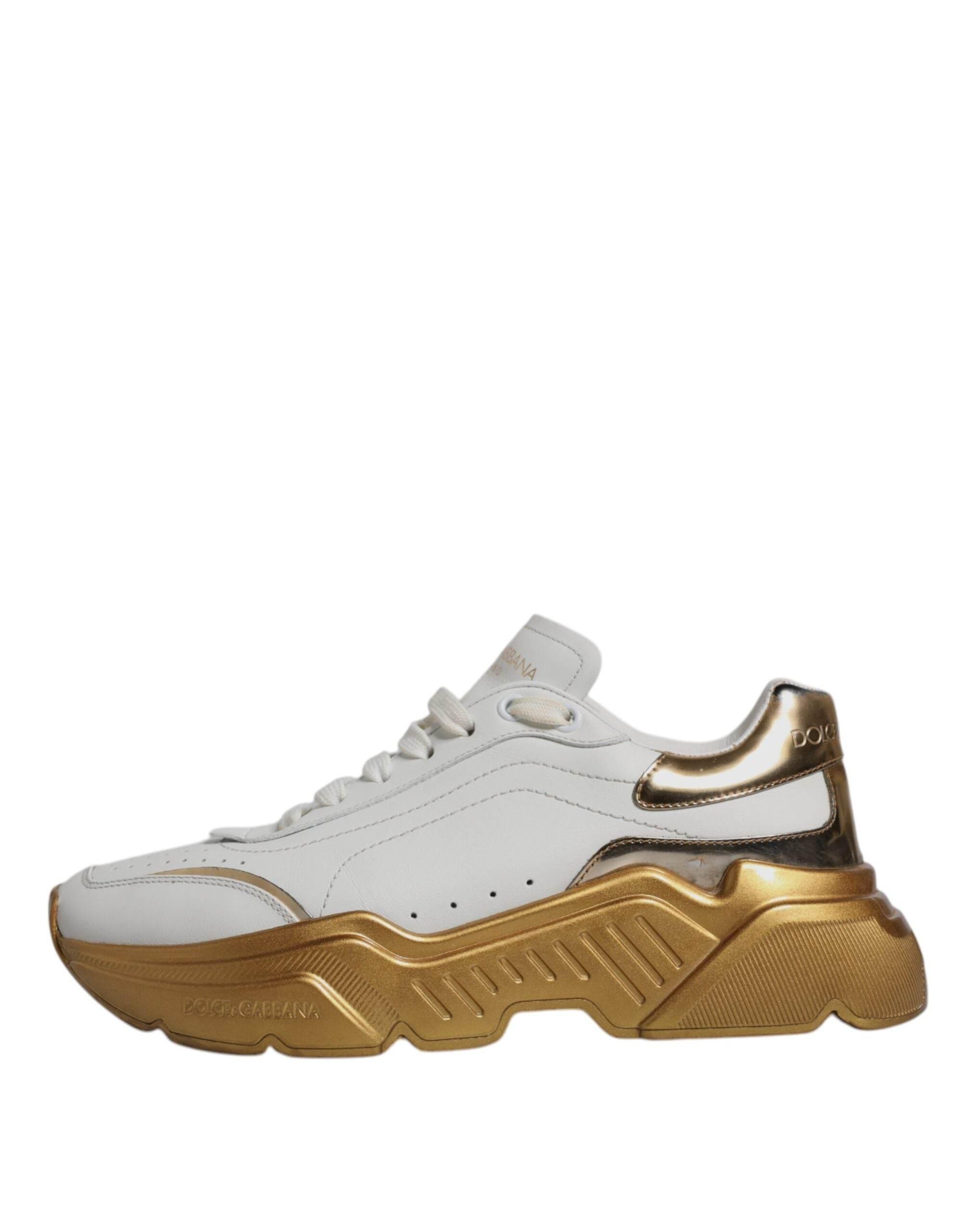 Dolce & Gabbana White Gold Daymaster Low Top Sneakers Shoes - Hilstor