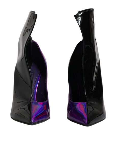 Dolce & Gabbana Purple Black Pointed Ankle Boots Shoes - Hilstor