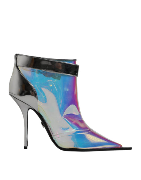 Dolce & Gabbana Shoes Silver Iridescent Pointed Short Boots - Hilstor