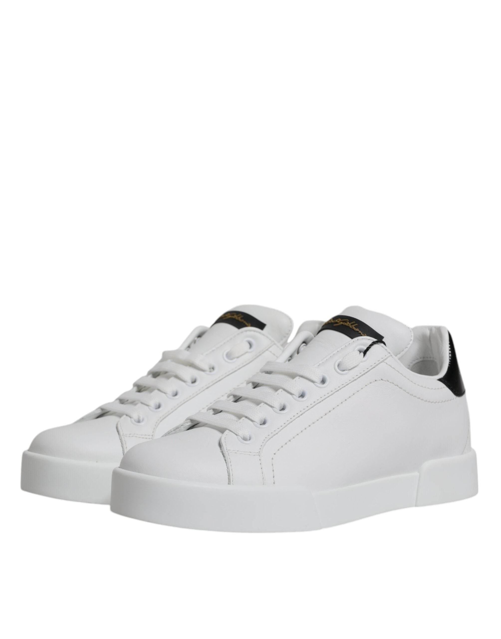 Dolce & Gabbana White Leather Classic Low Top Sneakers Shoes - Hilstor