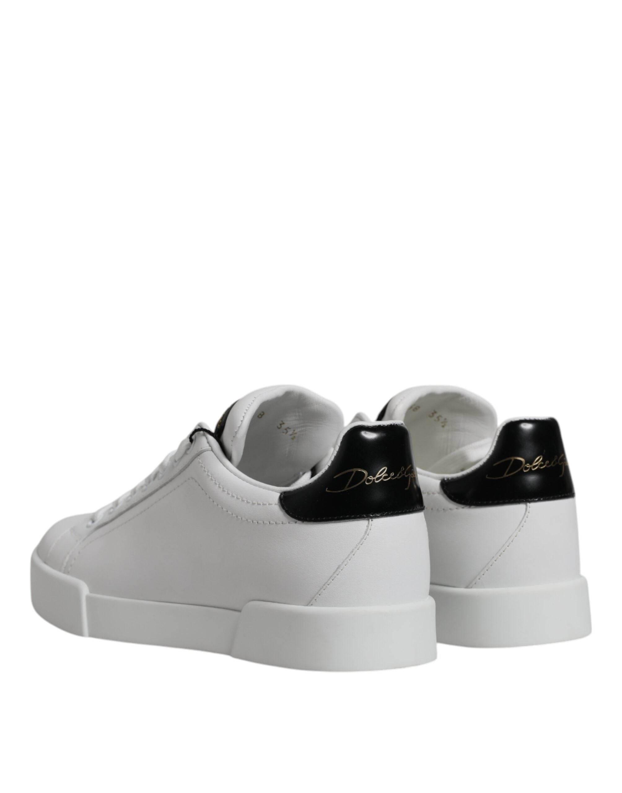 Dolce & Gabbana White Leather Classic Low Top Sneakers Shoes - Hilstor