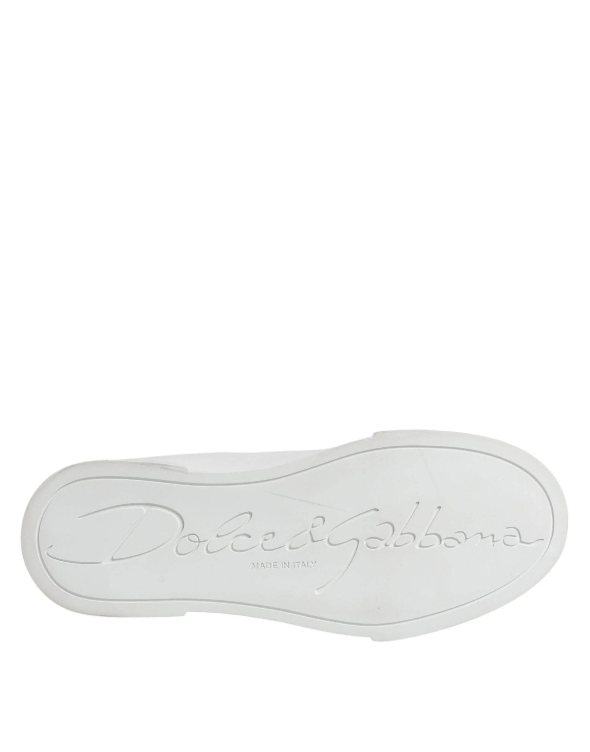 Dolce & Gabbana White Leather Classic Low Top Sneakers Shoes - Hilstor