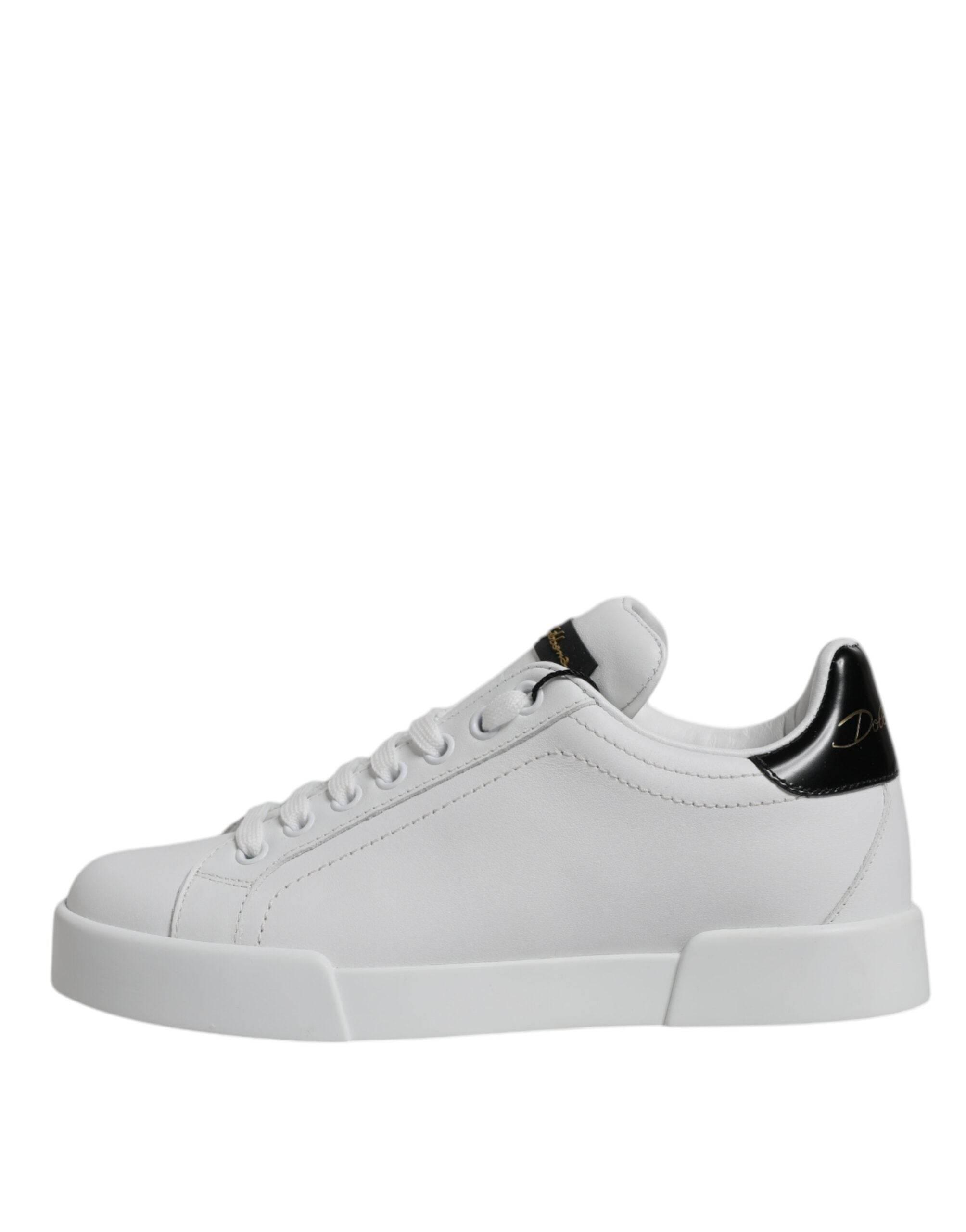Dolce & Gabbana White Leather Classic Low Top Sneakers Shoes - Hilstor