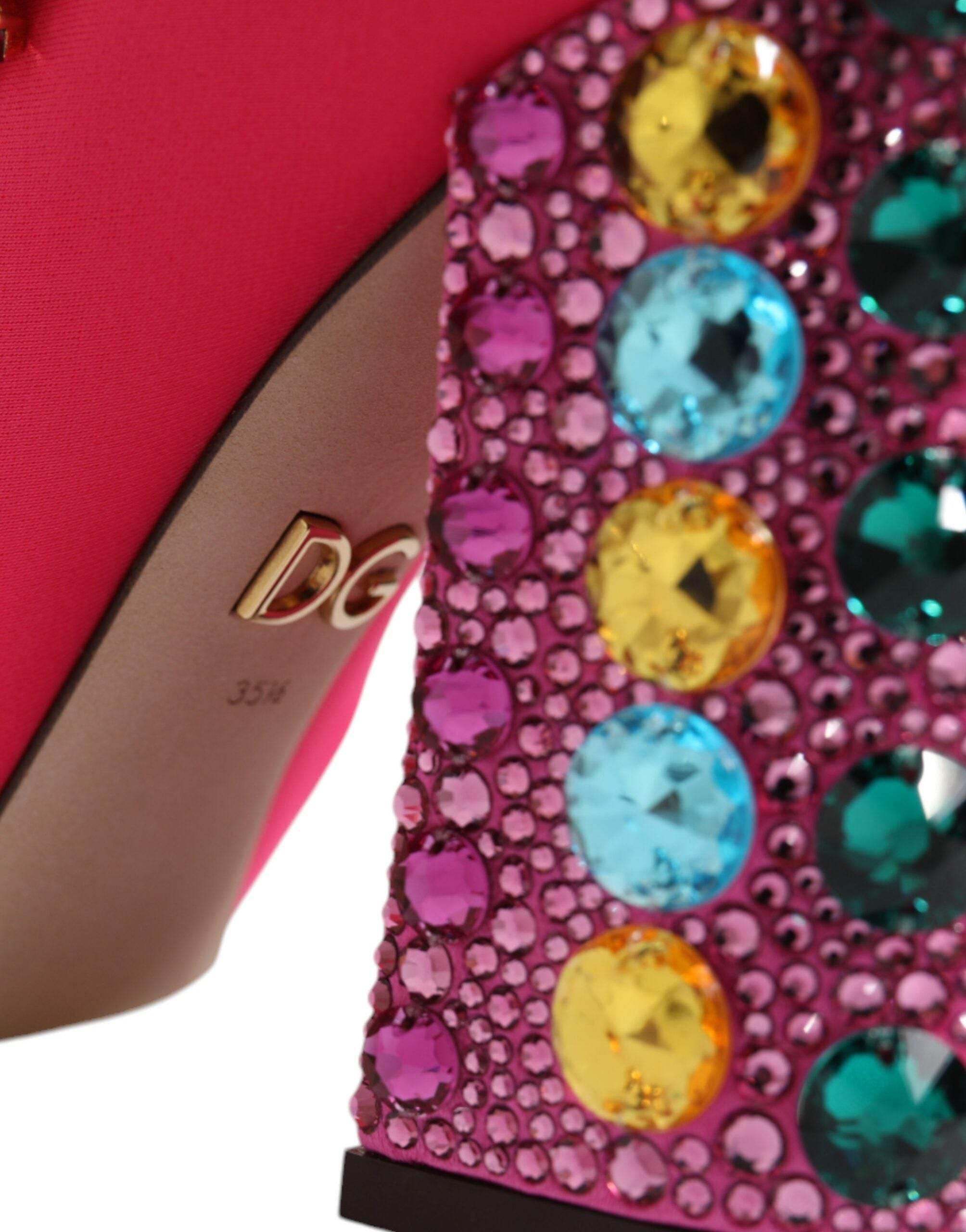 Dolce & Gabbana Pink Nylon Crystal Vally High Boots Shoes - Hilstor