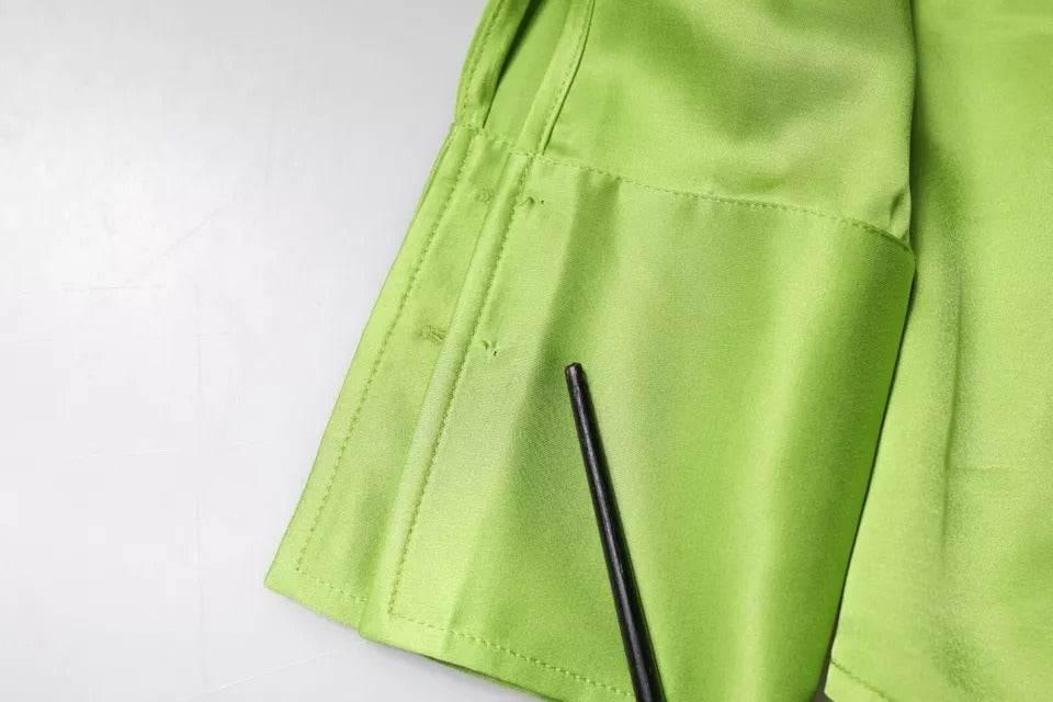 Patrizia Pepe Green Viscose Long Sleeves Collared Blouse Top - Hilstor