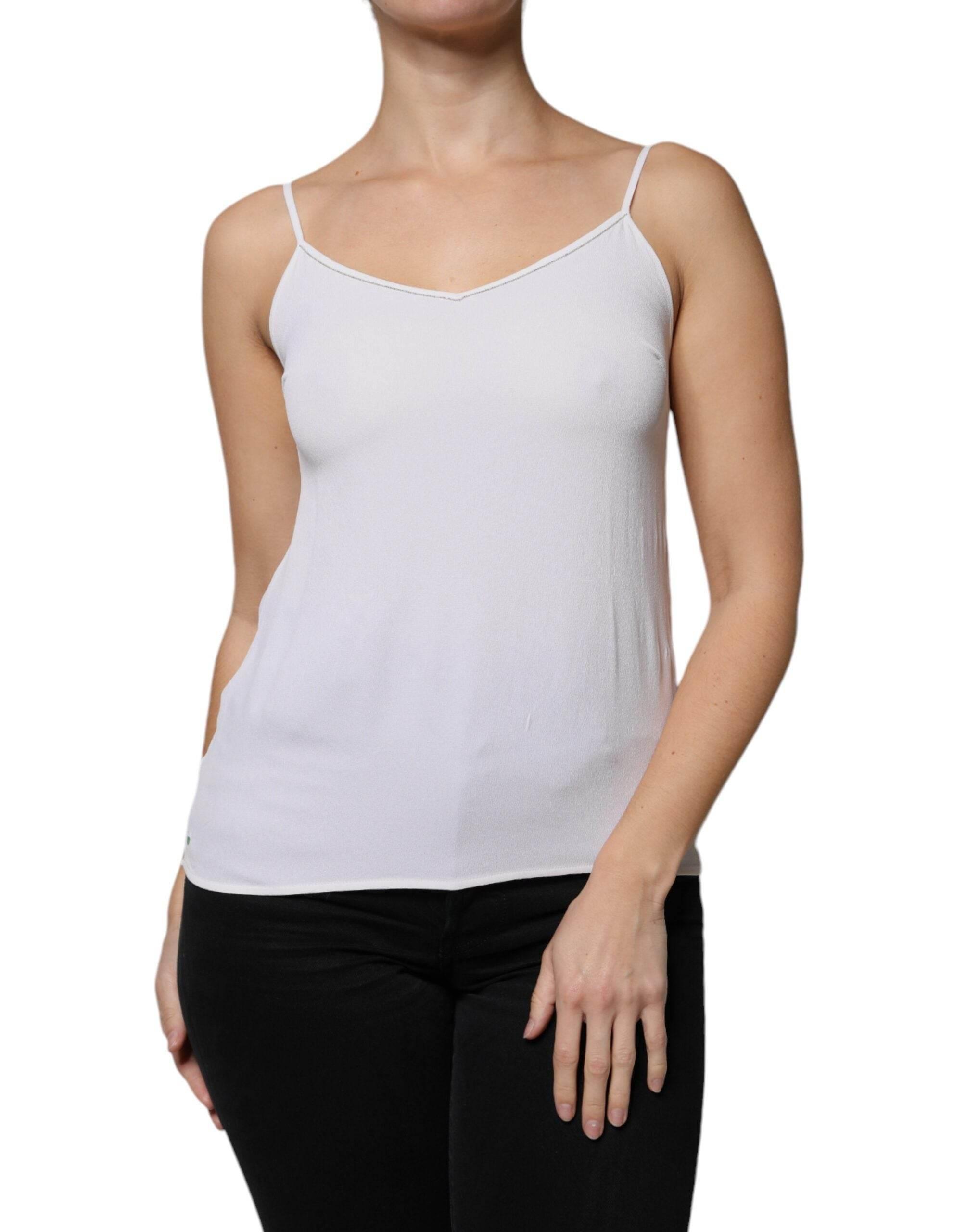 Fabiana Filippi White Spaghetti Strap Sleeveless Tank Top - Hilstor