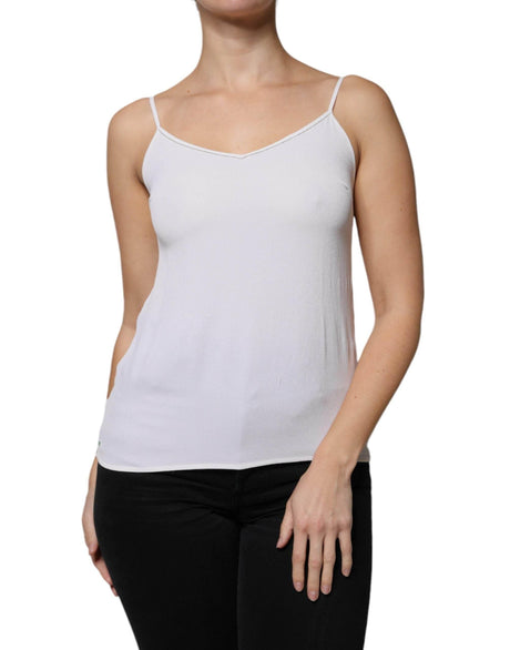 Fabiana Filippi White Spaghetti Strap Sleeveless Tank Top - Hilstor