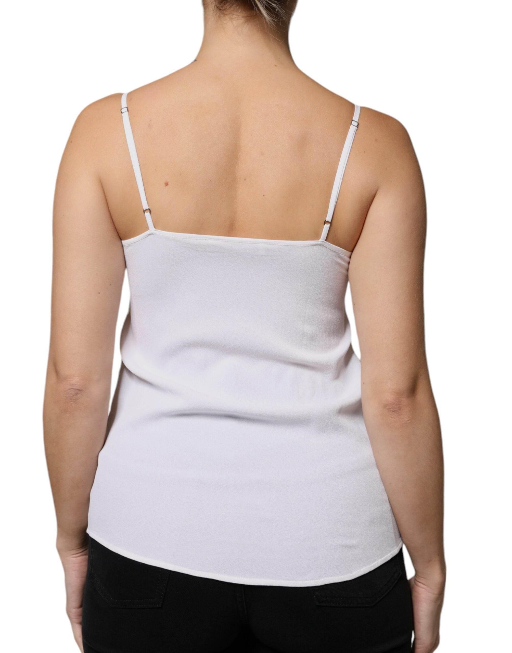 Fabiana Filippi White Spaghetti Strap Sleeveless Tank Top - Hilstor
