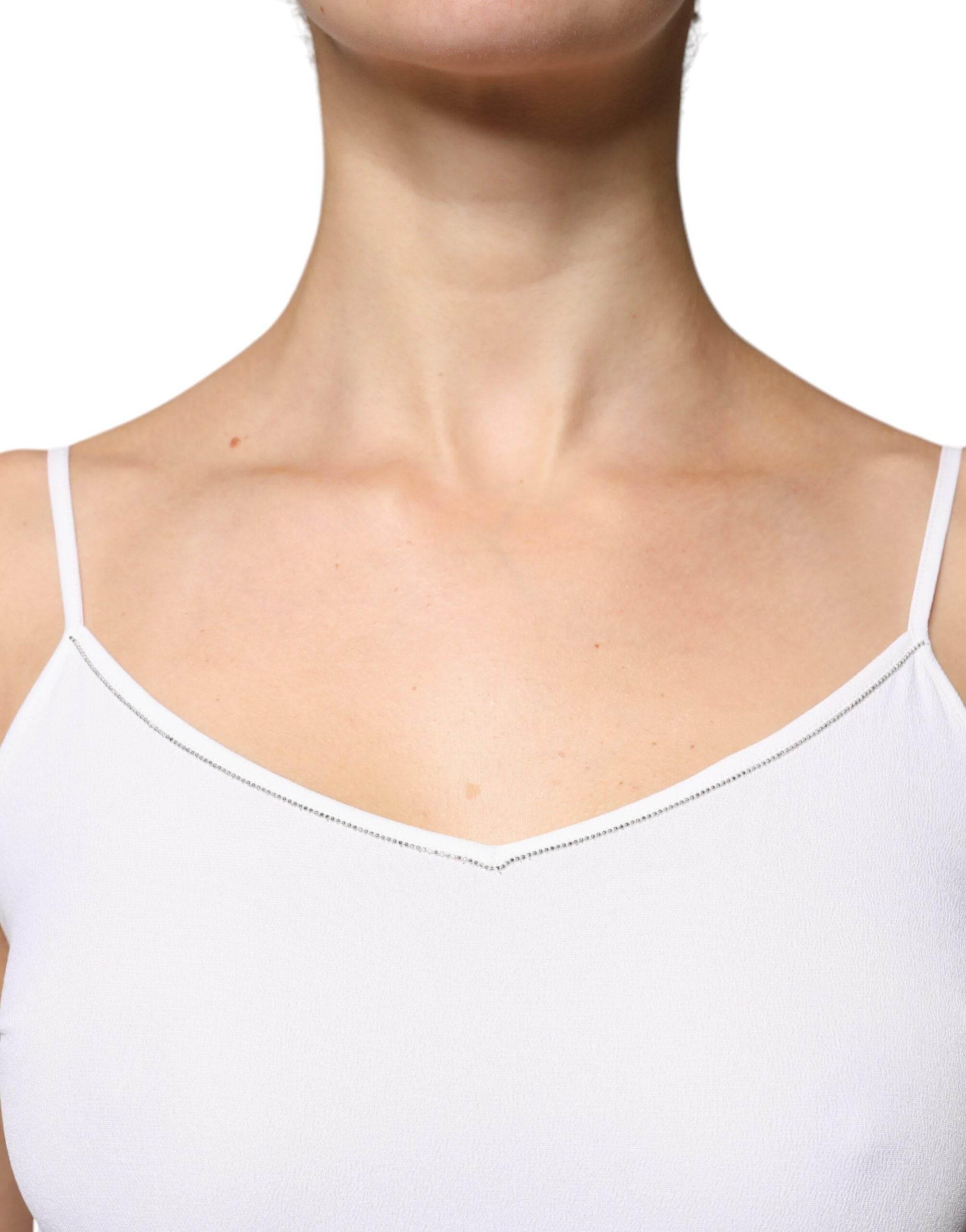Fabiana Filippi White Spaghetti Strap Sleeveless Tank Top - Hilstor