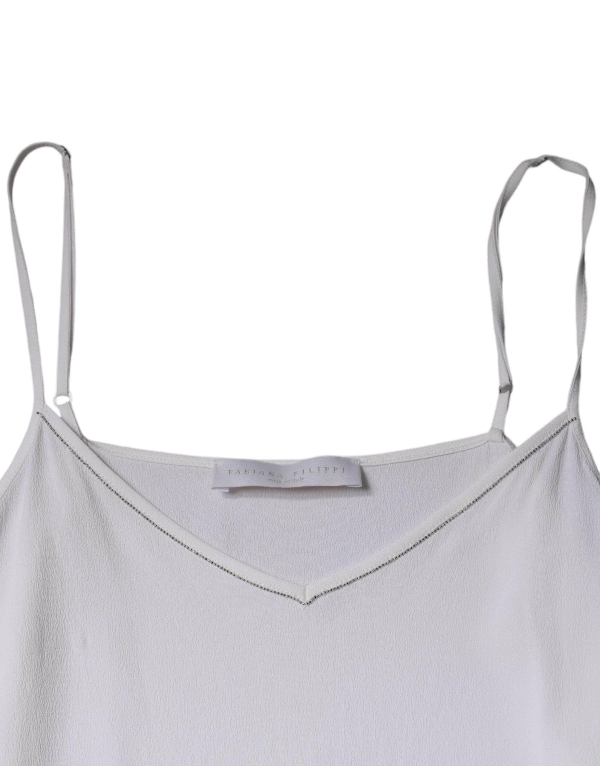 Fabiana Filippi White Spaghetti Strap Sleeveless Tank Top - Hilstor