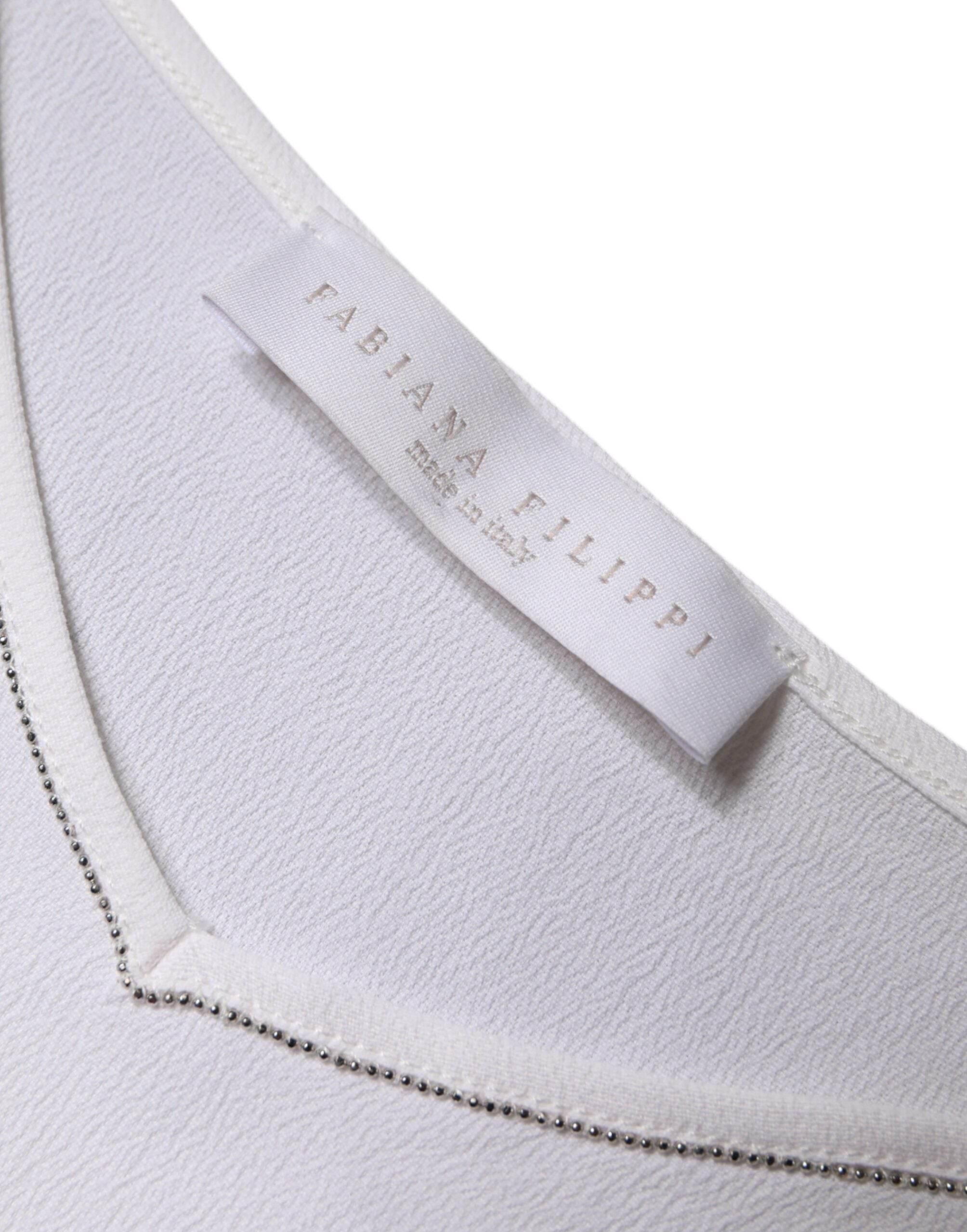 Fabiana Filippi White Spaghetti Strap Sleeveless Tank Top - Hilstor