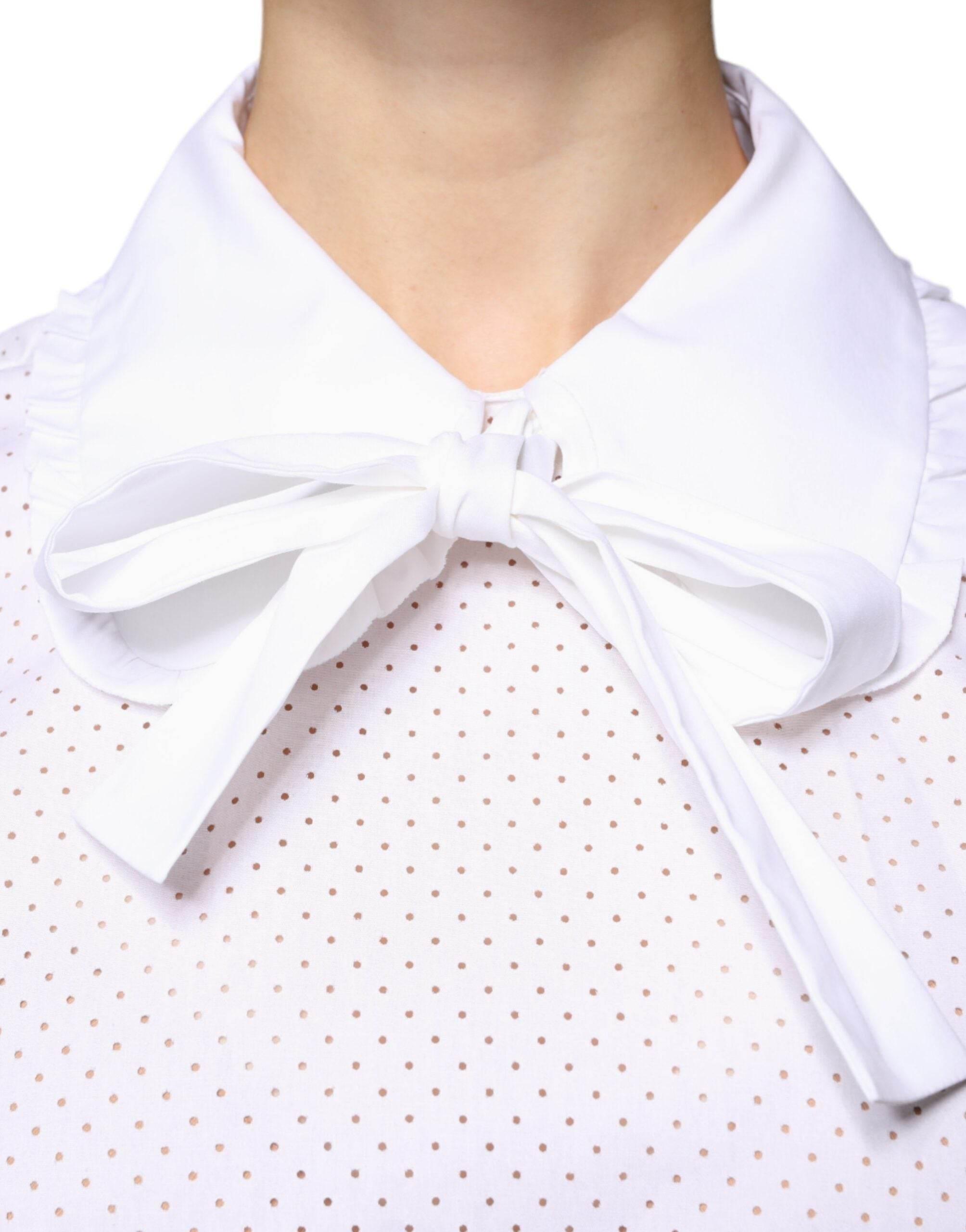 Valentino White Cotton Short Sleeves Collared Blouse Top - Hilstor