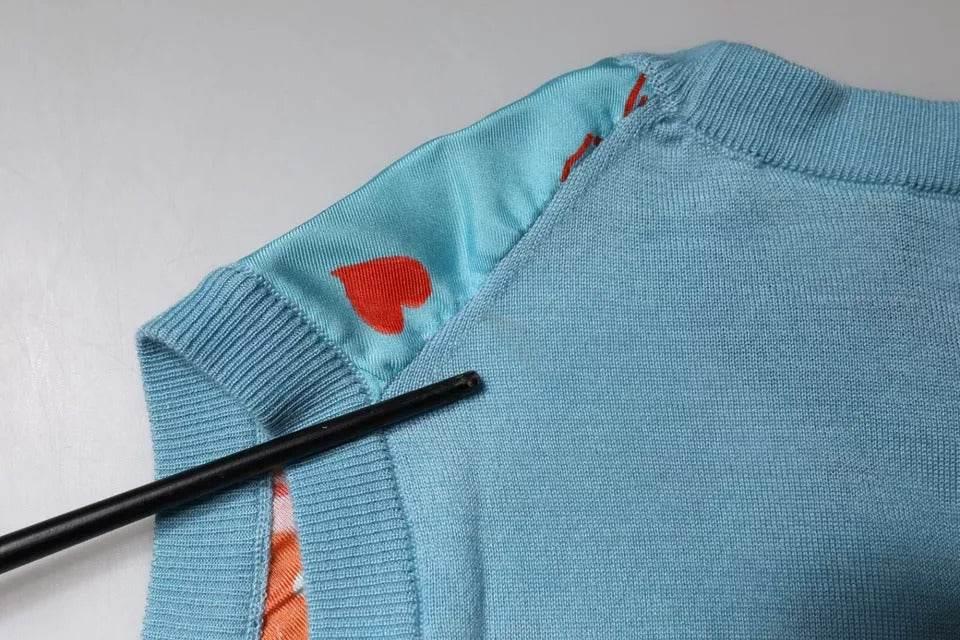 Dolce & Gabbana Blue Drawing Cashmere Sleeveless Tank Top - Hilstor