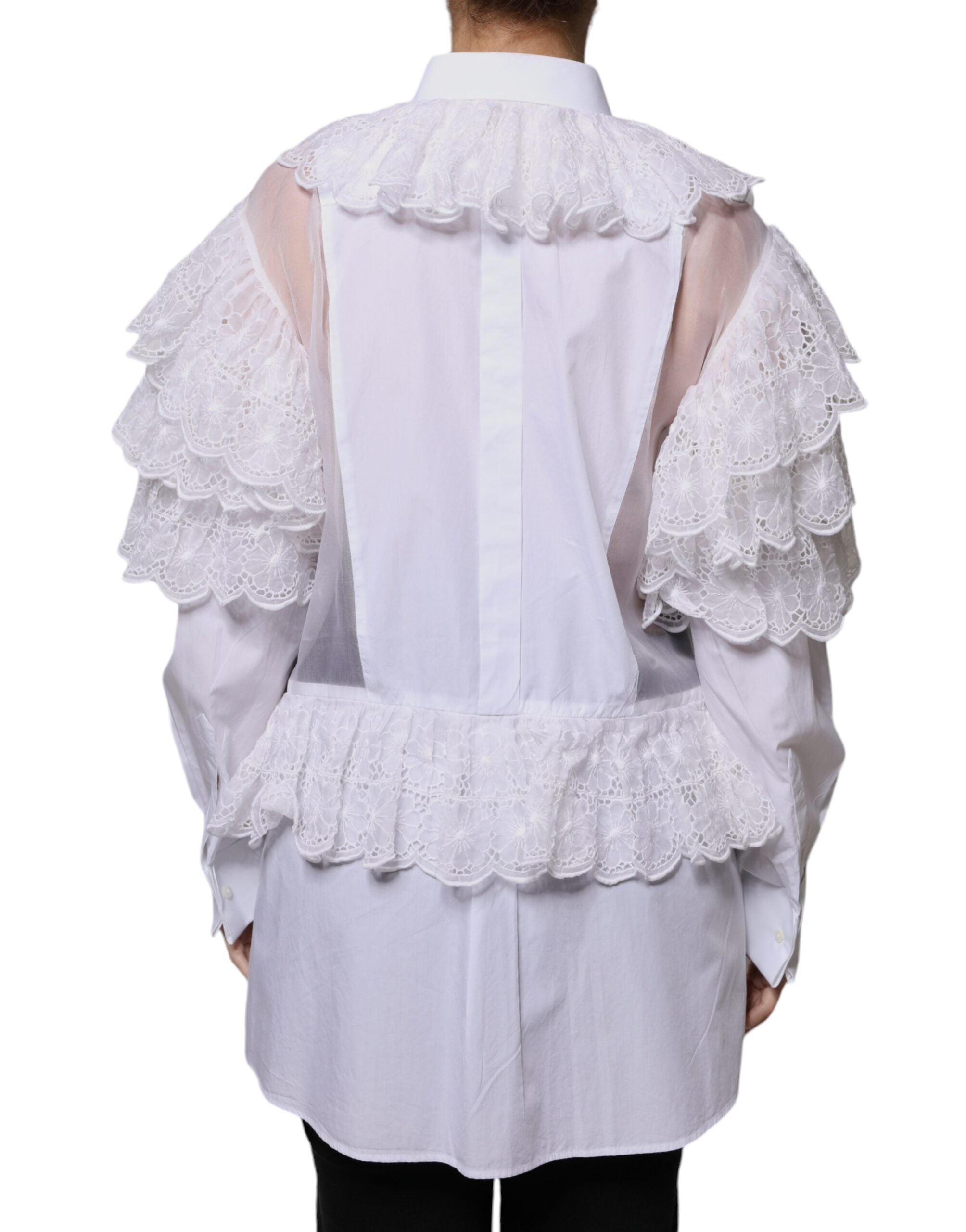 Dolce &amp; Gabbana White Bomuld Poplin Skjorte Bluse Top