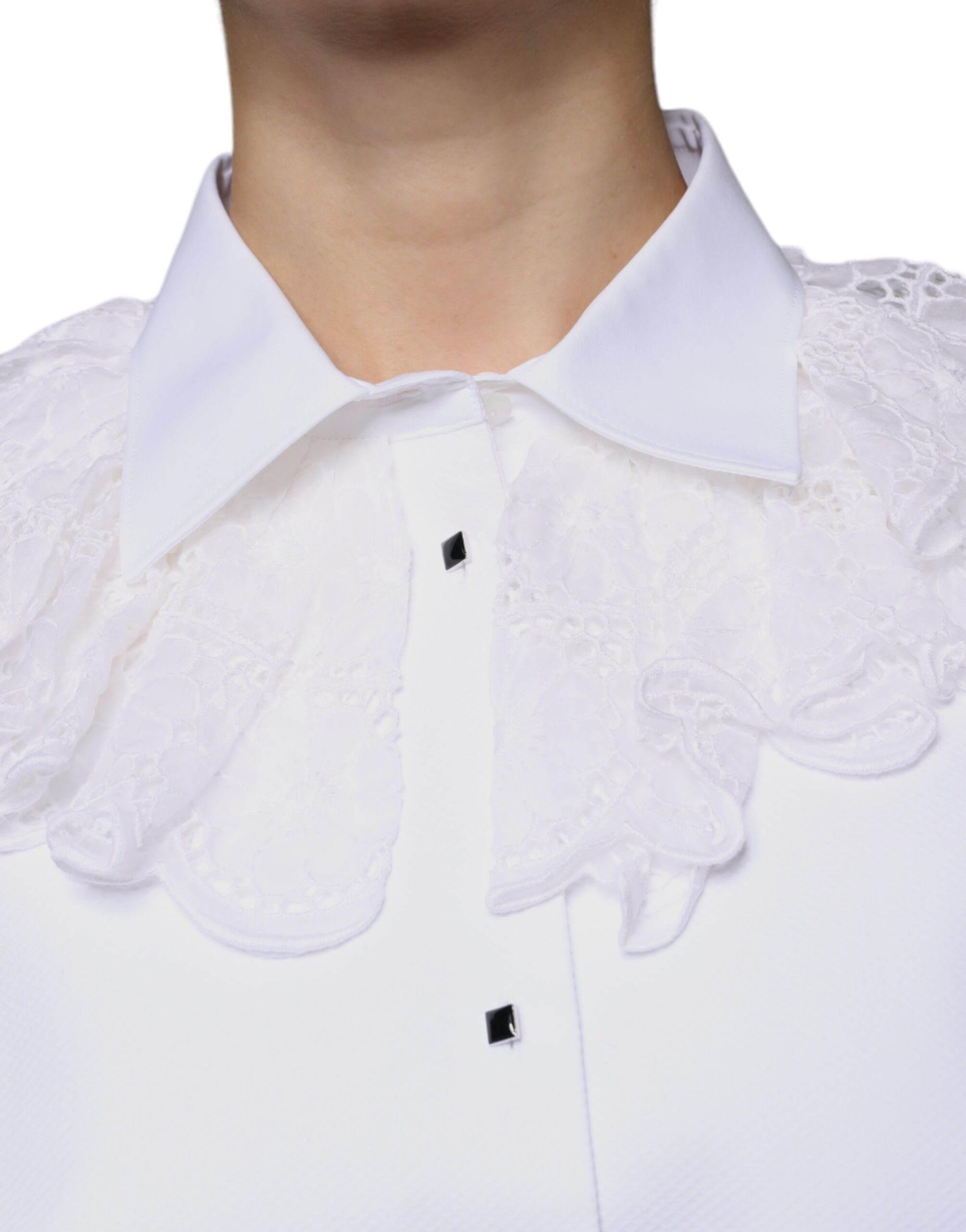 Dolce & Gabbana White Cotton Poplin Shirt Dress Blouse Top - Hilstor