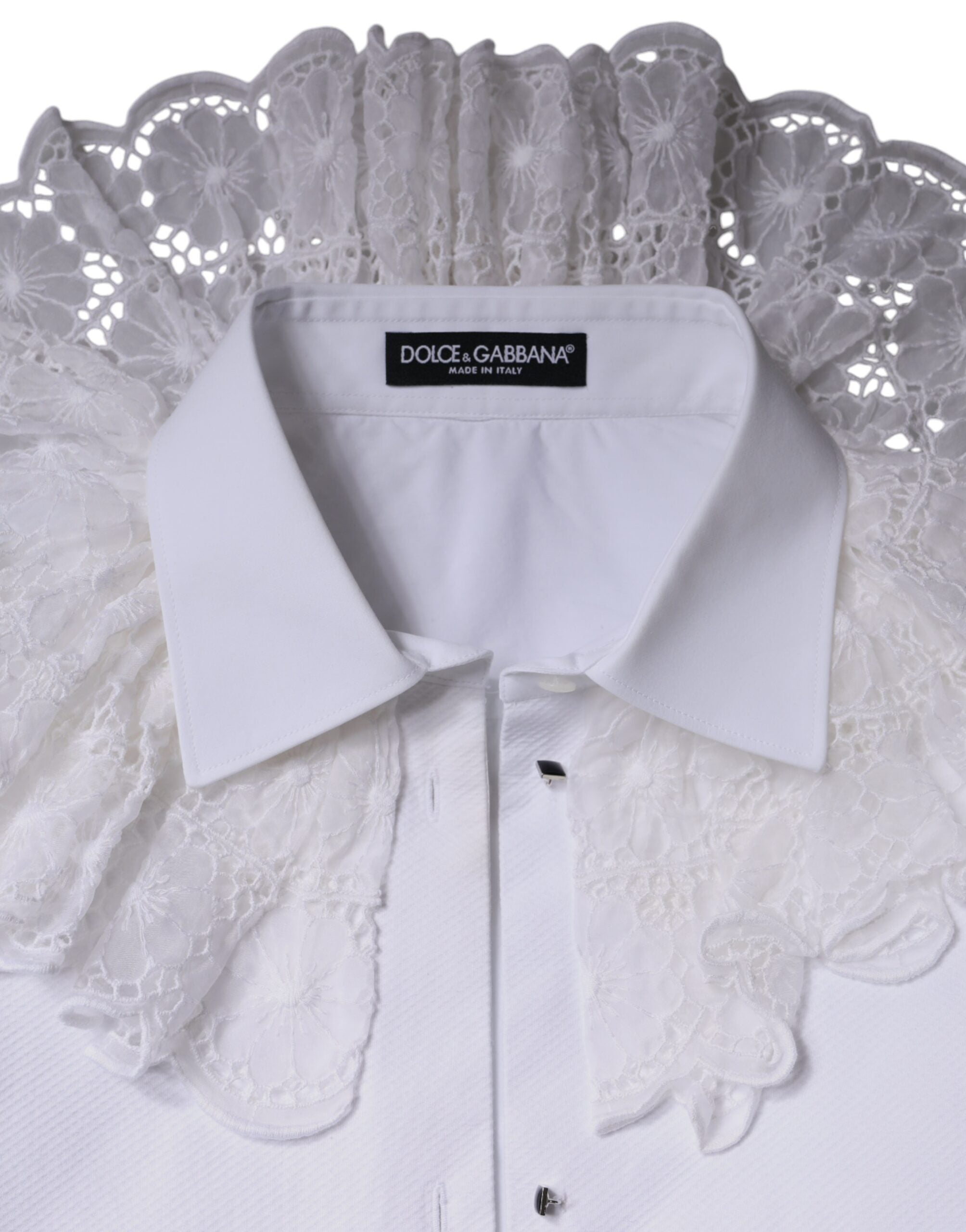 Dolce &amp; Gabbana White Bomuld Poplin Skjorte Bluse Top