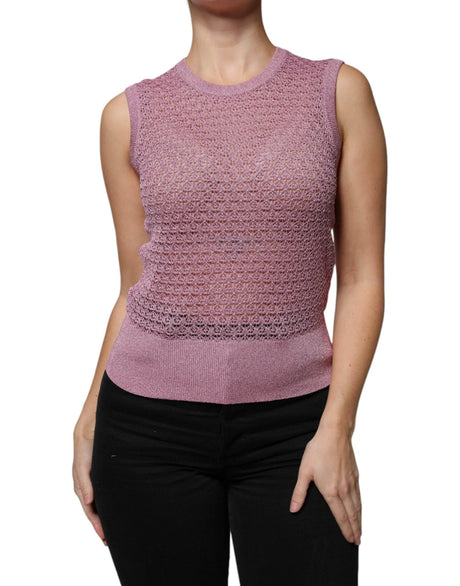 Dolce & Gabbana Pink Mesh See Through Sleeveless Tank Top - Hilstor