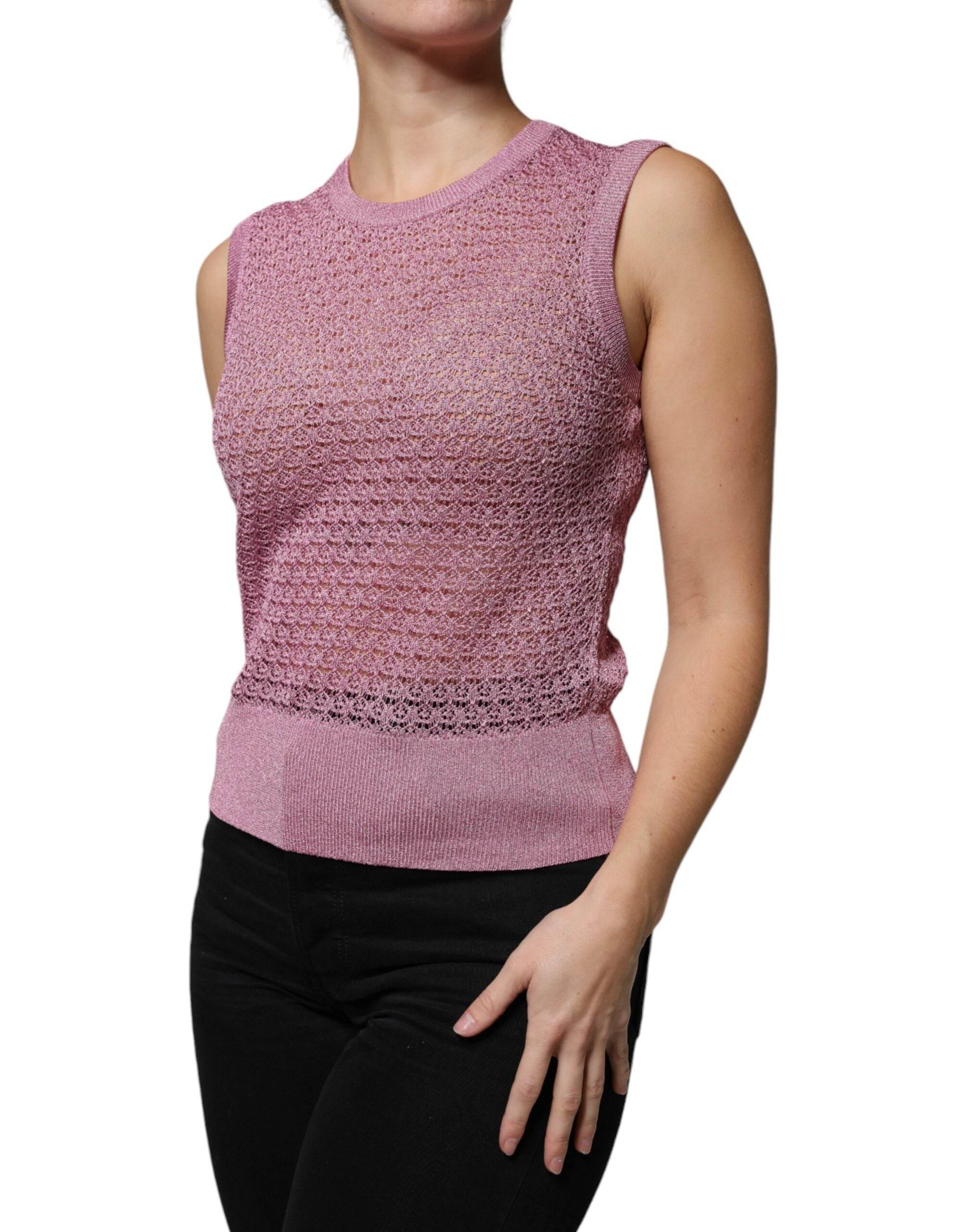 Dolce & Gabbana Pink Mesh See Through Sleeveless Tank Top - Hilstor