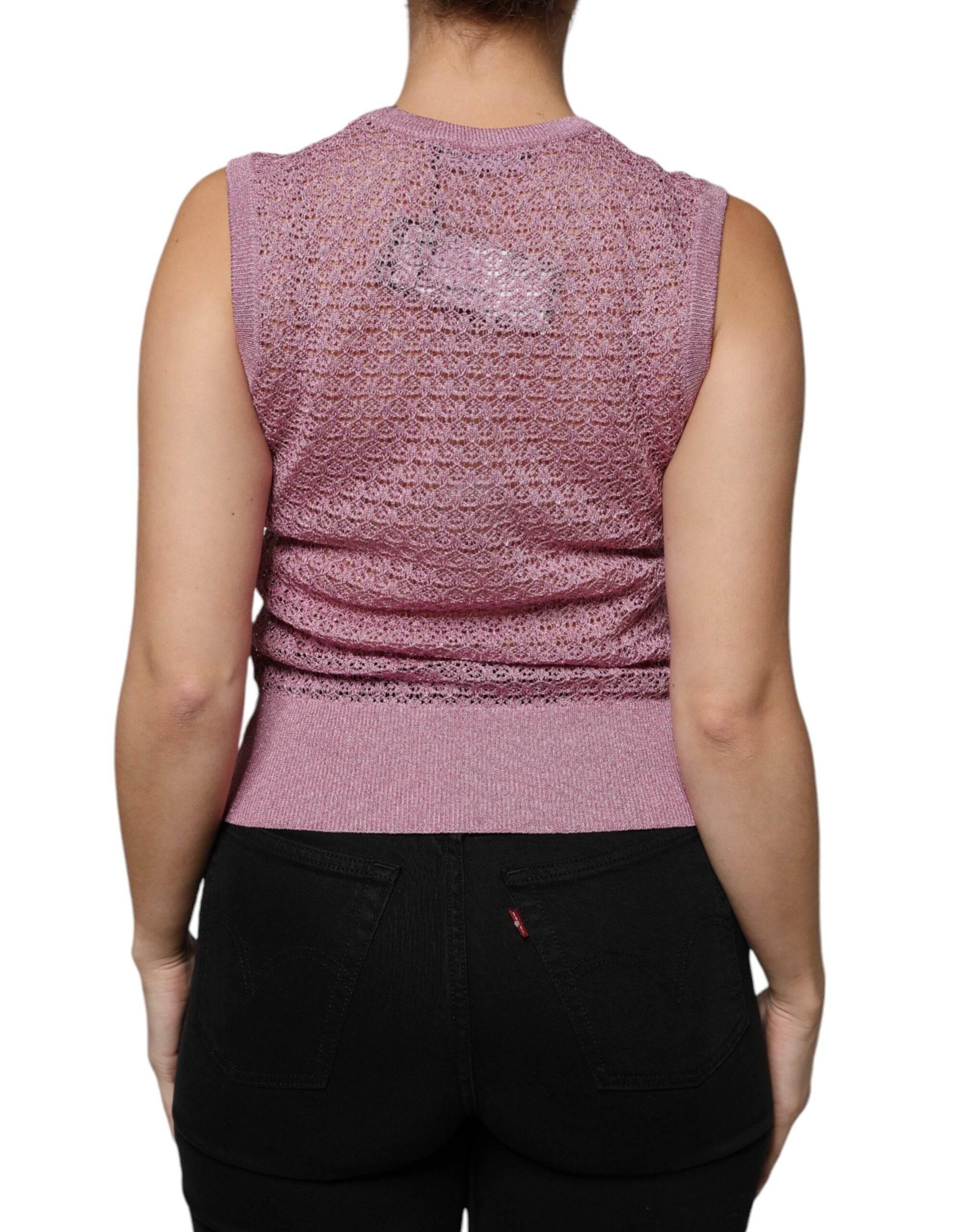Dolce & Gabbana Pink Mesh See Through Sleeveless Tank Top - Hilstor