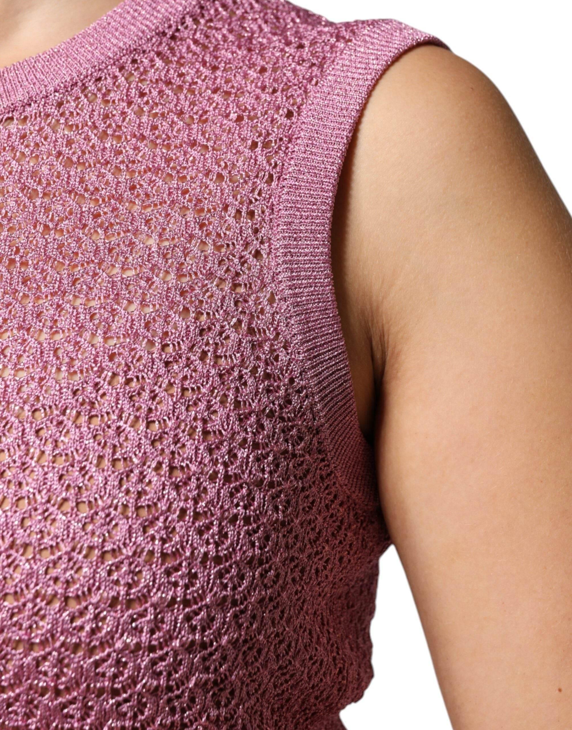 Dolce & Gabbana Pink Mesh See Through Sleeveless Tank Top - Hilstor