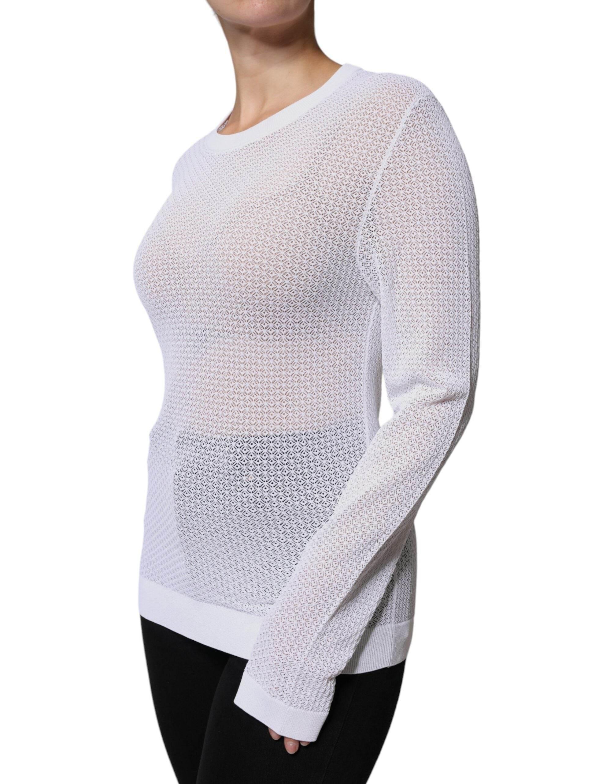 Dolce & Gabbana White Mesh See Through Long Sleeves Top - Hilstor