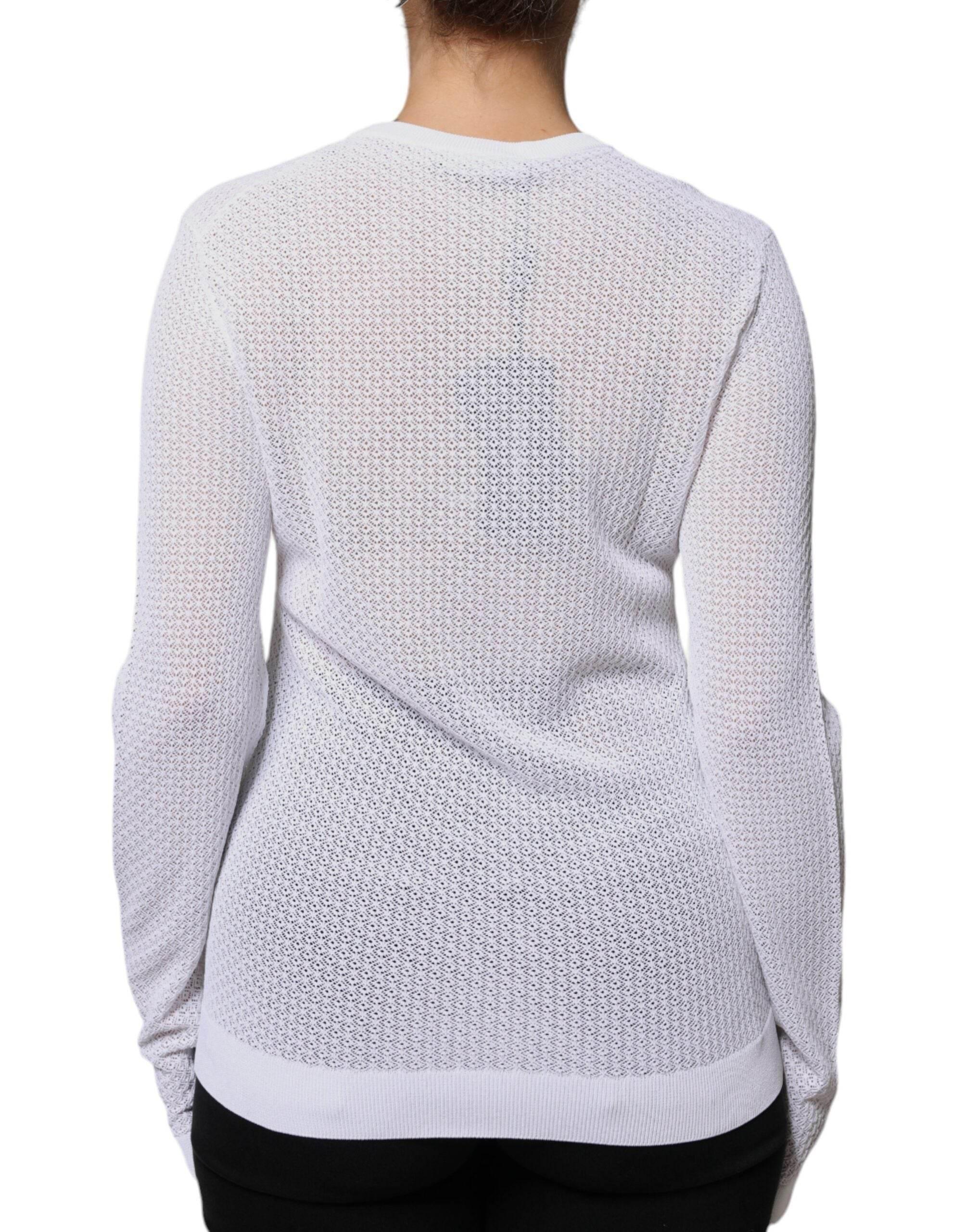 Dolce & Gabbana White Mesh See Through Long Sleeves Top - Hilstor