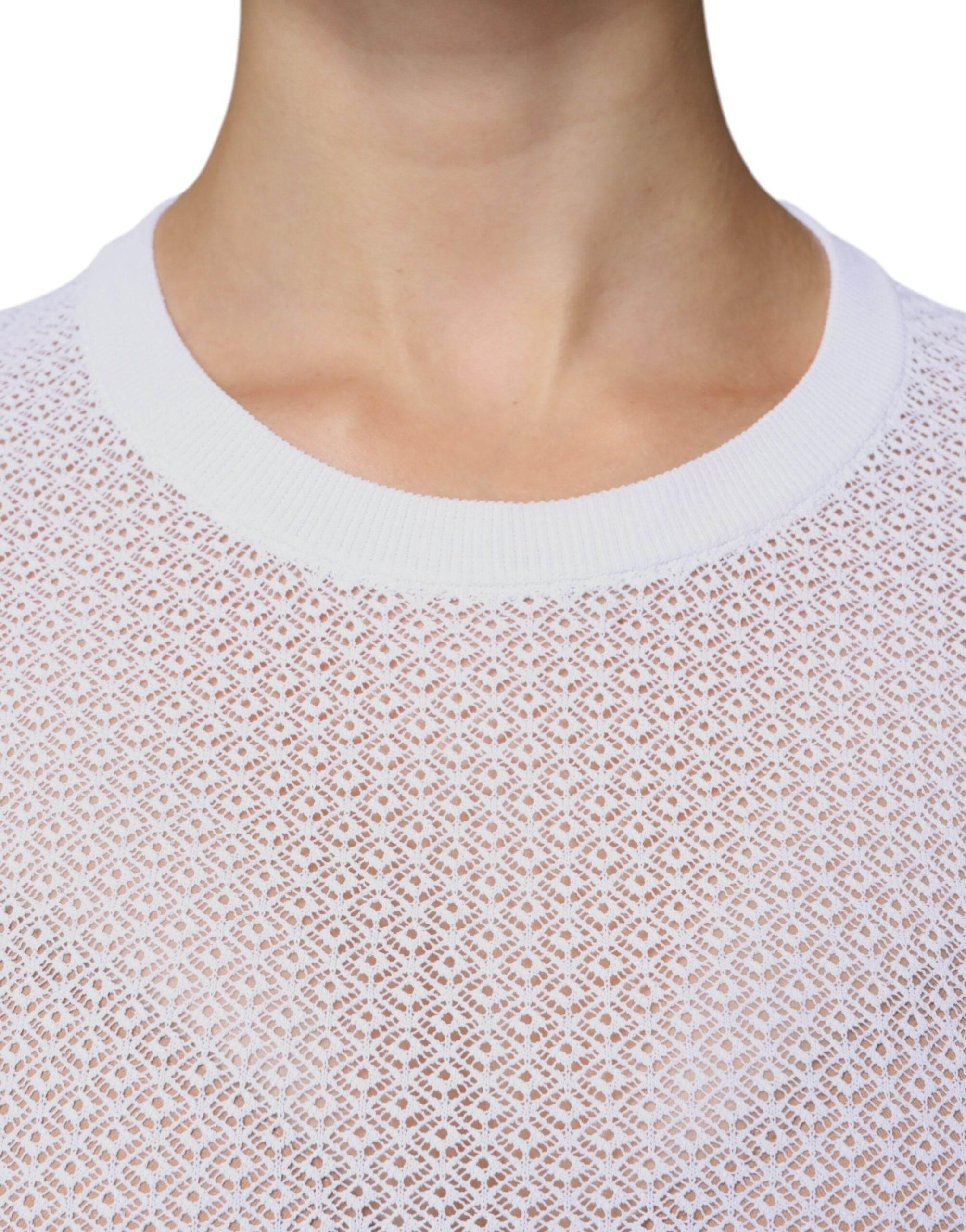 Dolce & Gabbana White Mesh See Through Long Sleeves Top - Hilstor