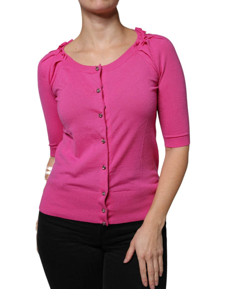Dolce & Gabbana Pink Wool Button Down Cardigan Sweater - Hilstor