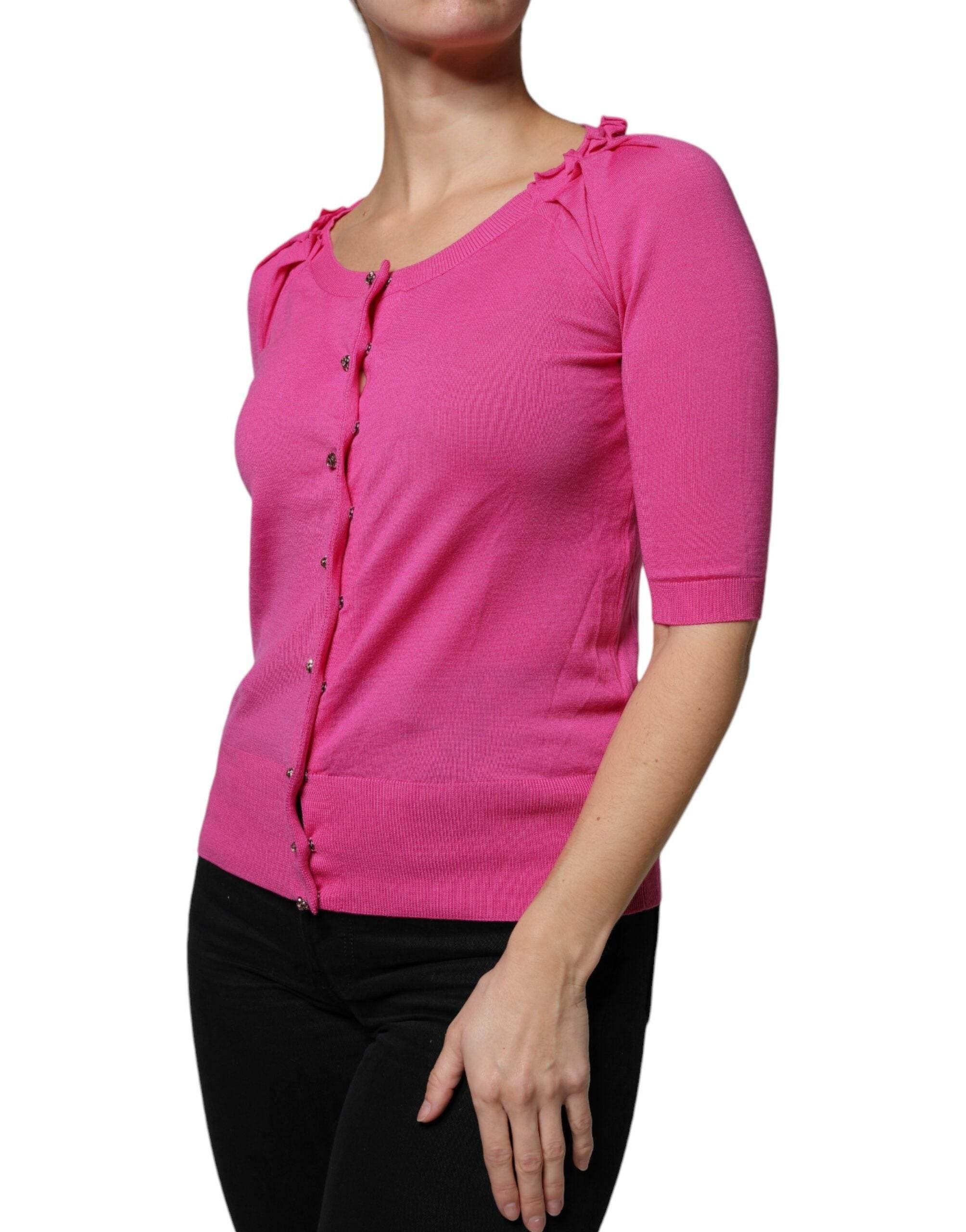 Dolce & Gabbana Pink Wool Button Down Cardigan Sweater - Hilstor
