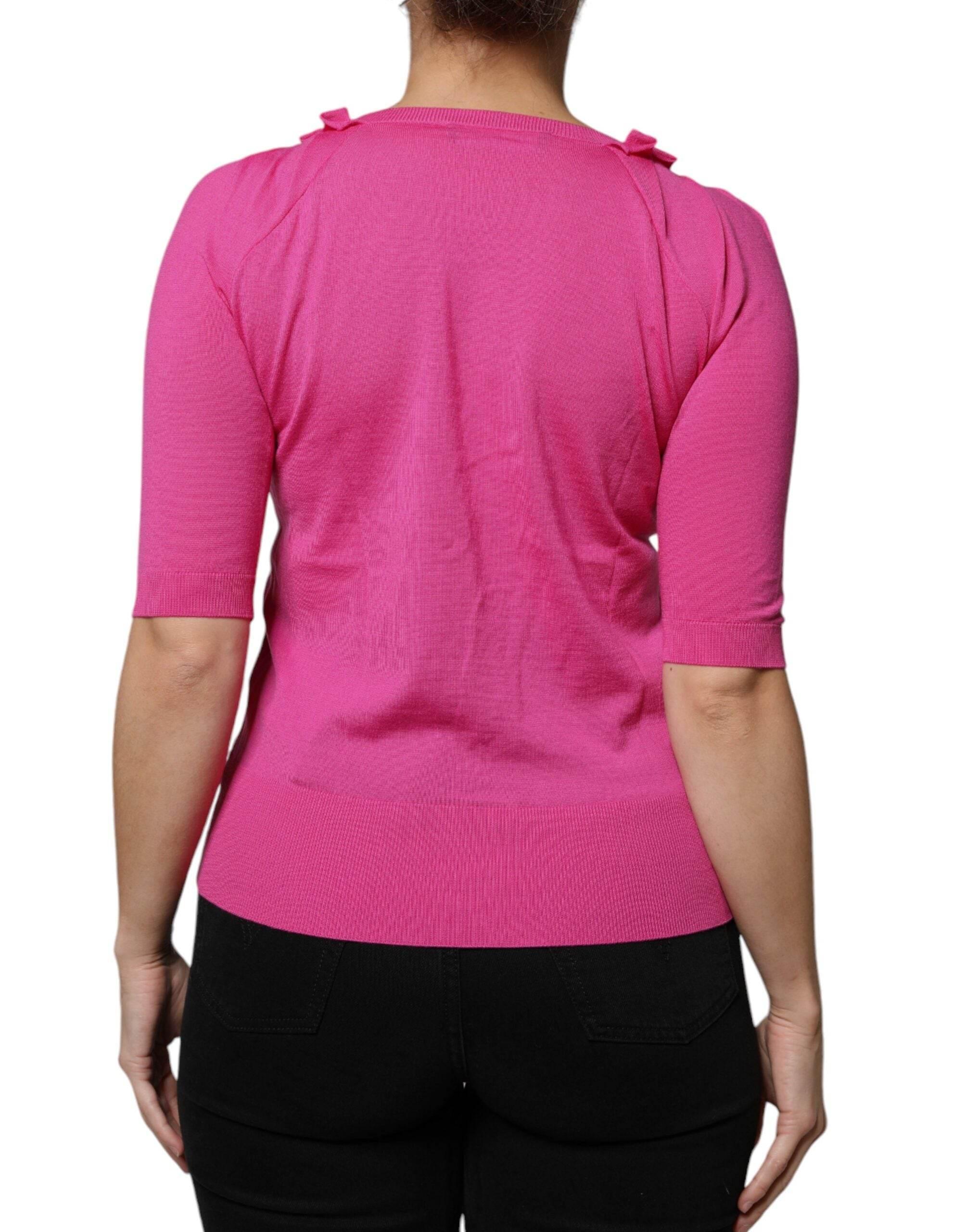 Dolce & Gabbana Pink Wool Button Down Cardigan Sweater - Hilstor