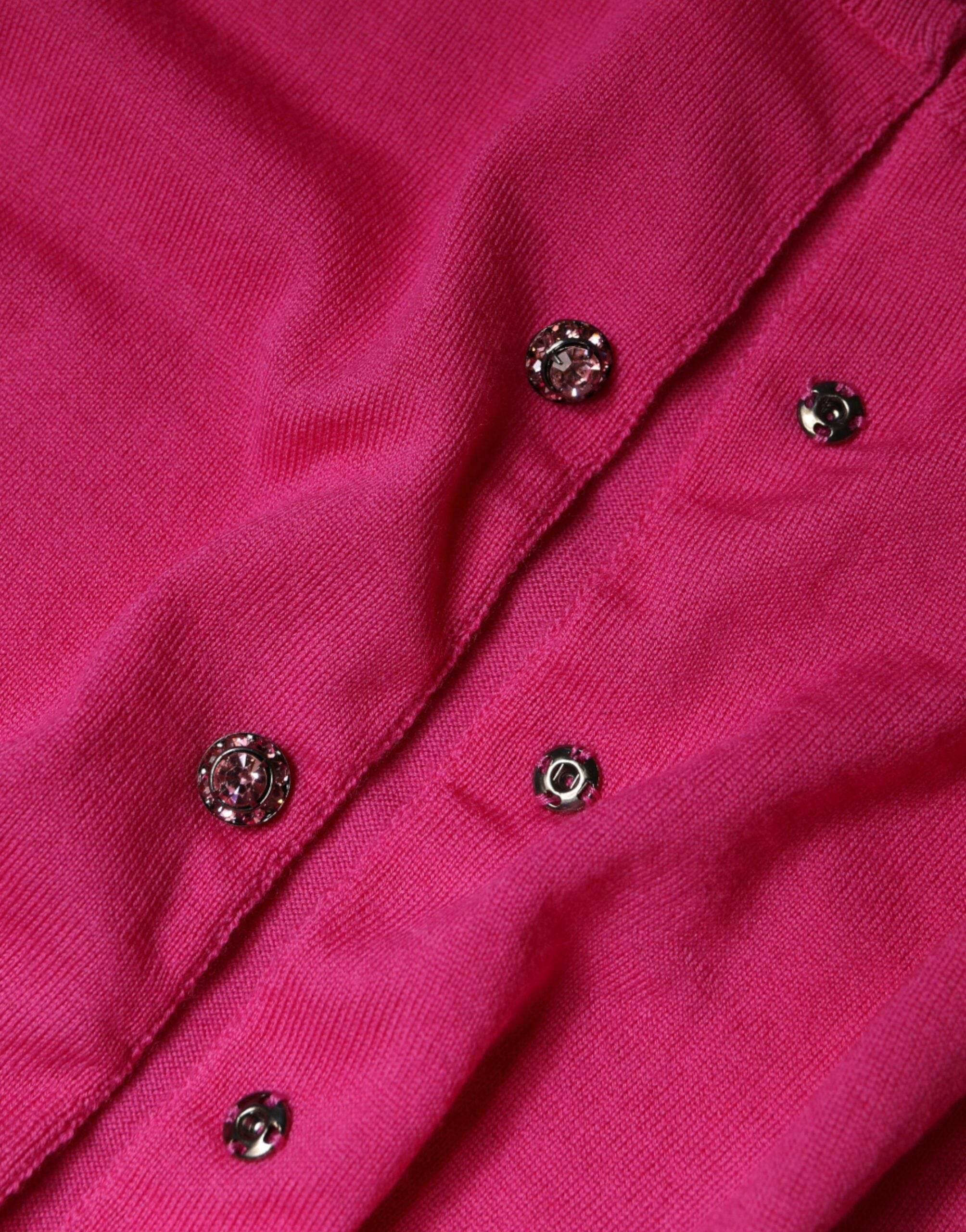 Dolce & Gabbana Pink Wool Button Down Cardigan Sweater - Hilstor