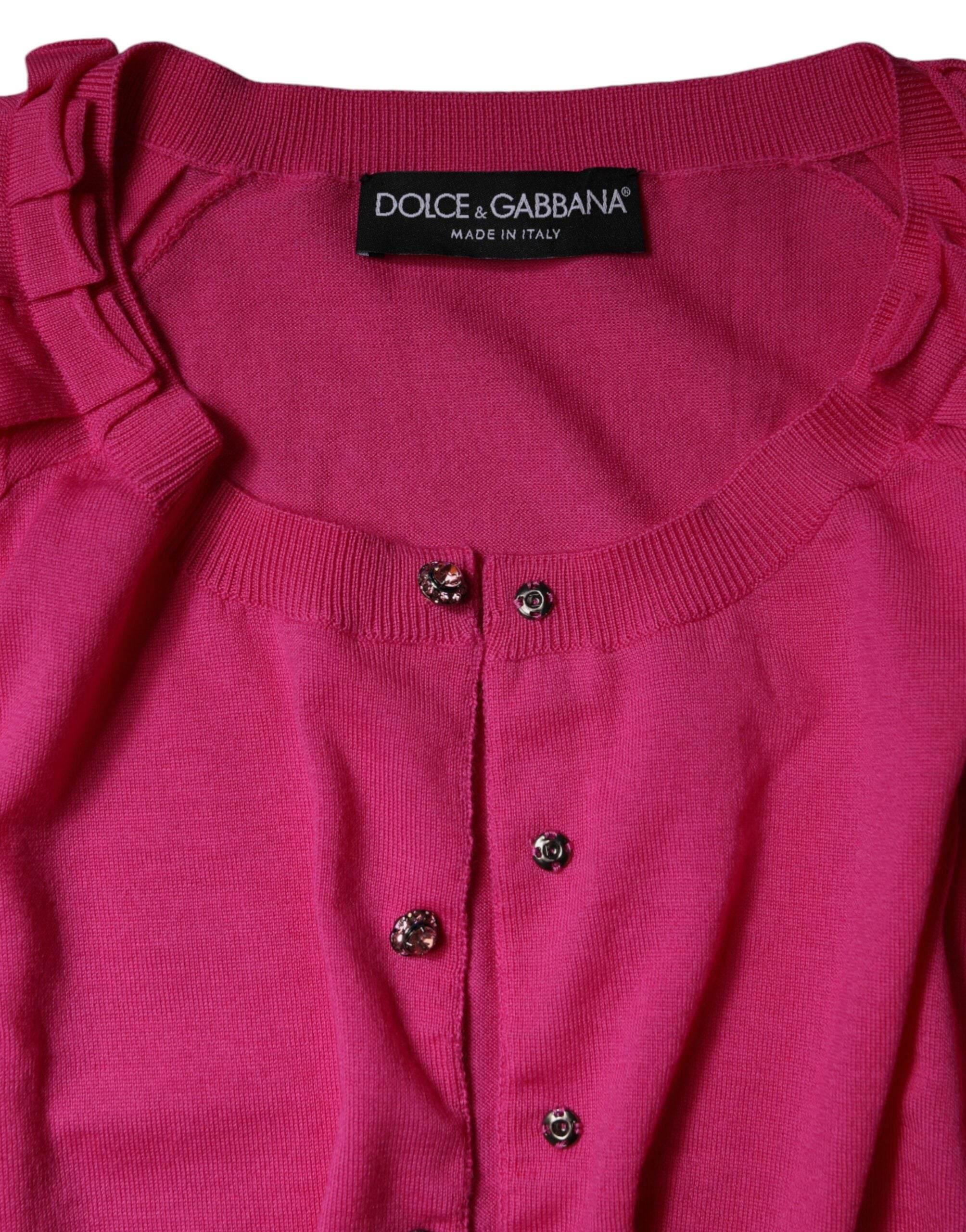 Dolce & Gabbana Pink Wool Button Down Cardigan Sweater - Hilstor