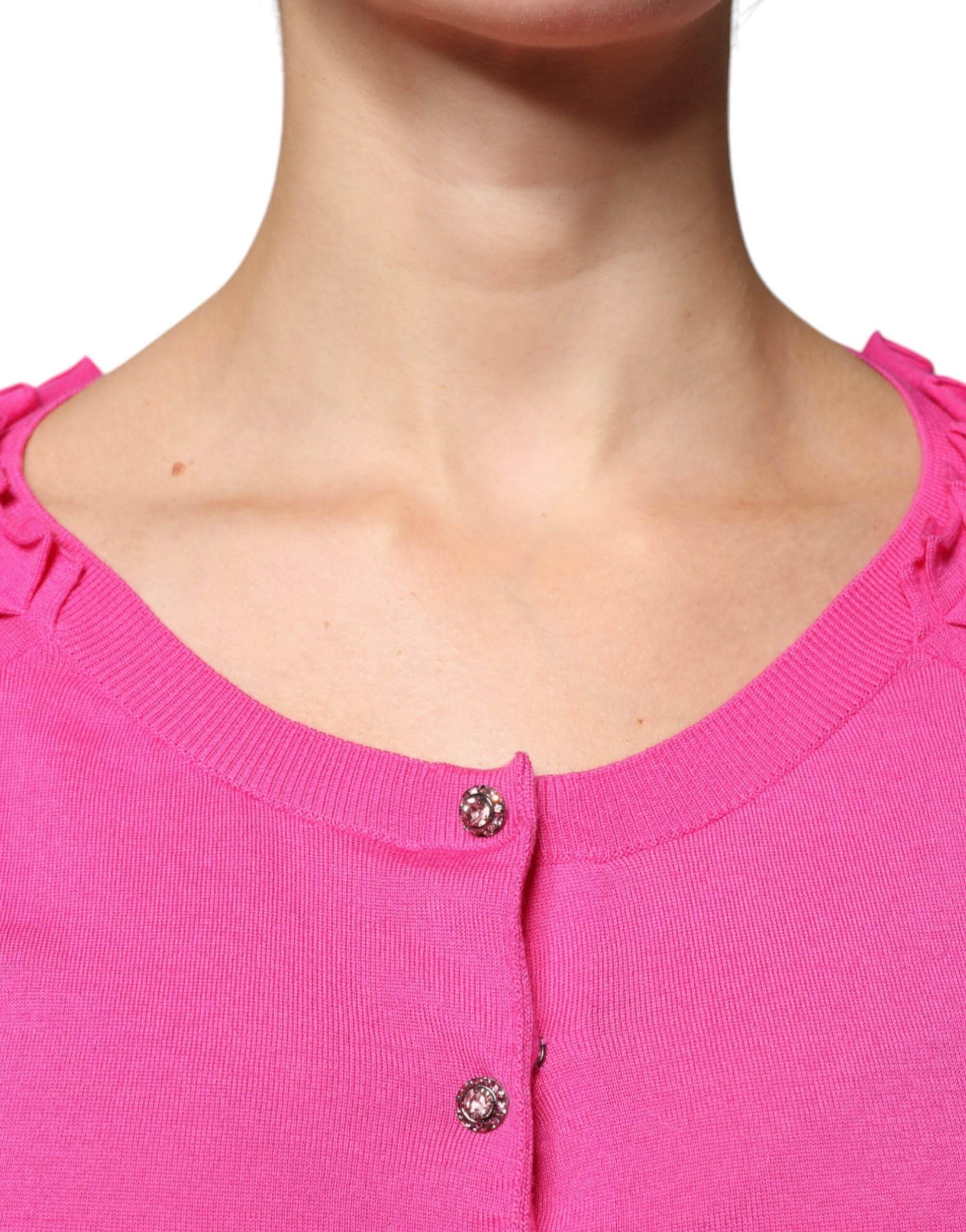 Dolce & Gabbana Pink Wool Button Down Cardigan Sweater - Hilstor