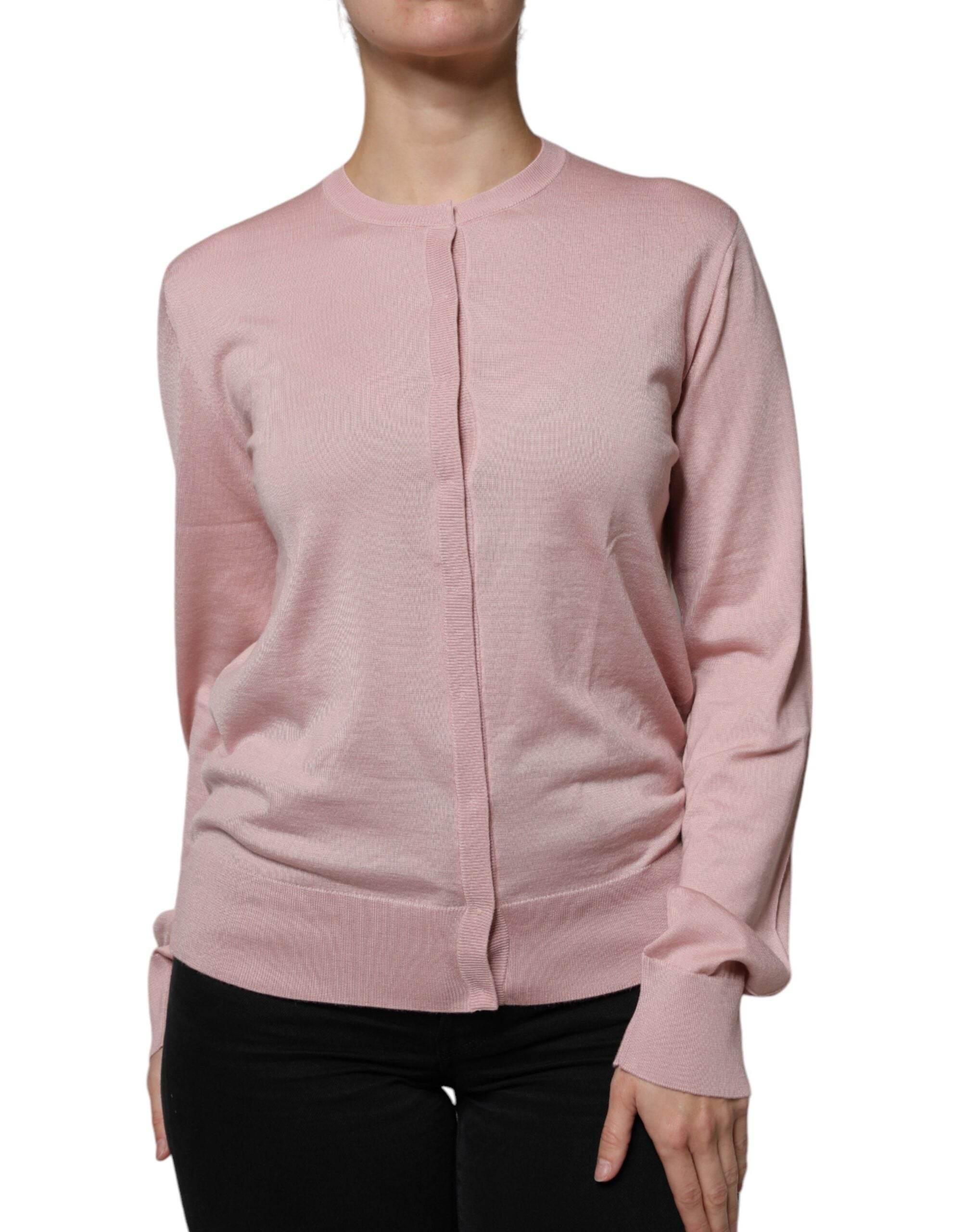 Dolce & Gabbana Pink Wool Knit Button Down Cardigan Sweater - Hilstor